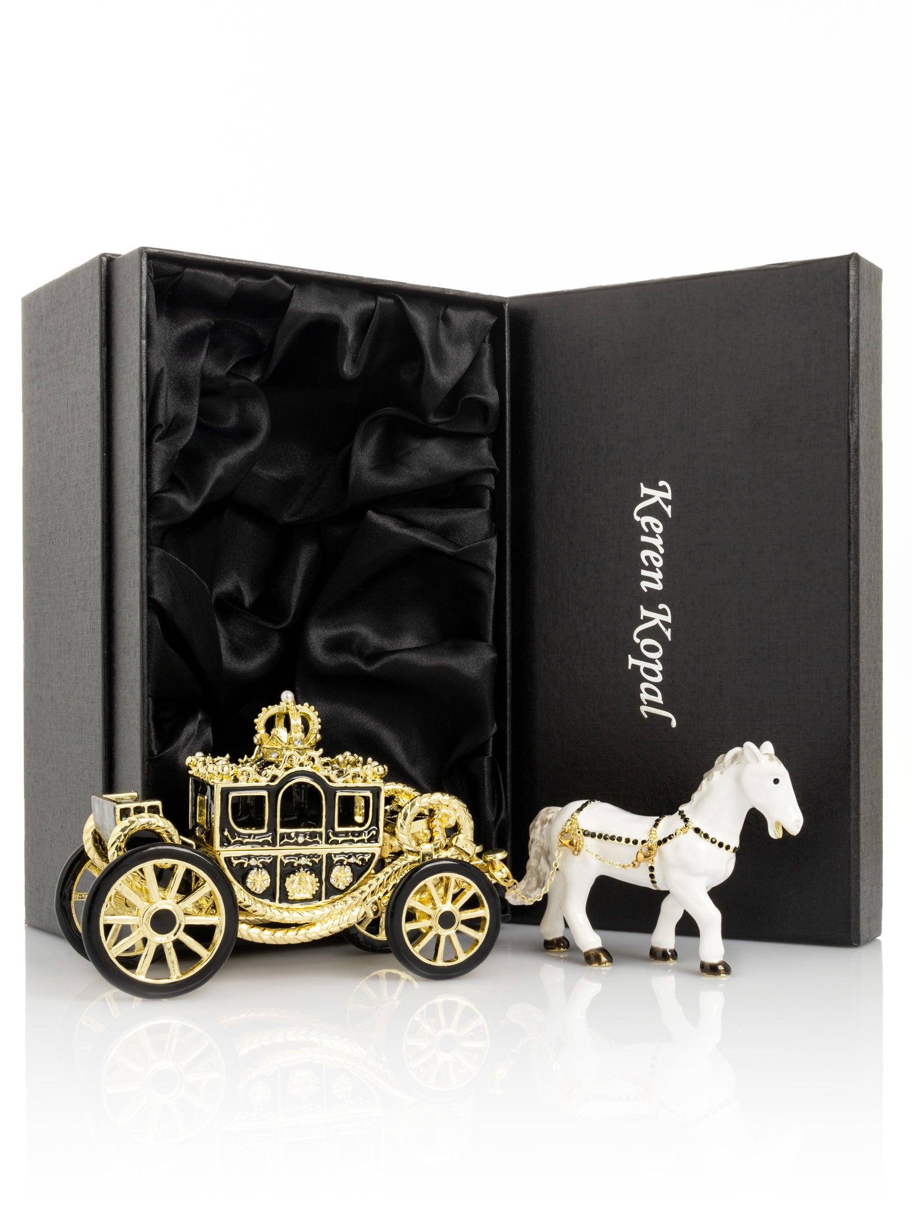 Keren Kopal White Horse Pulling a Golden Carriage