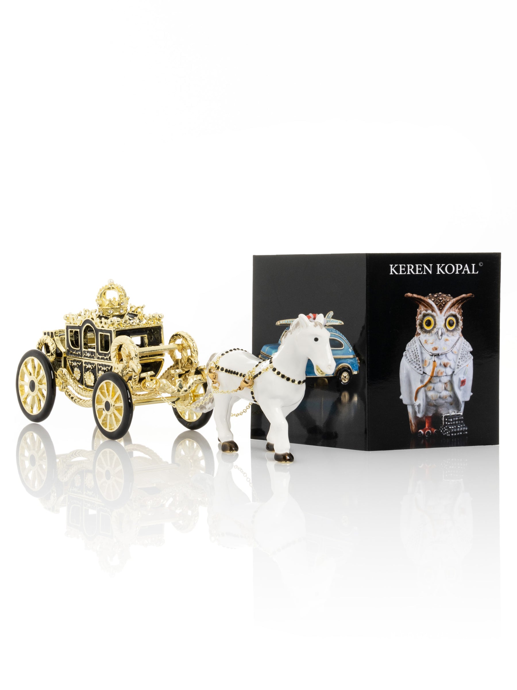 Keren Kopal White Horse Pulling a Golden Carriage