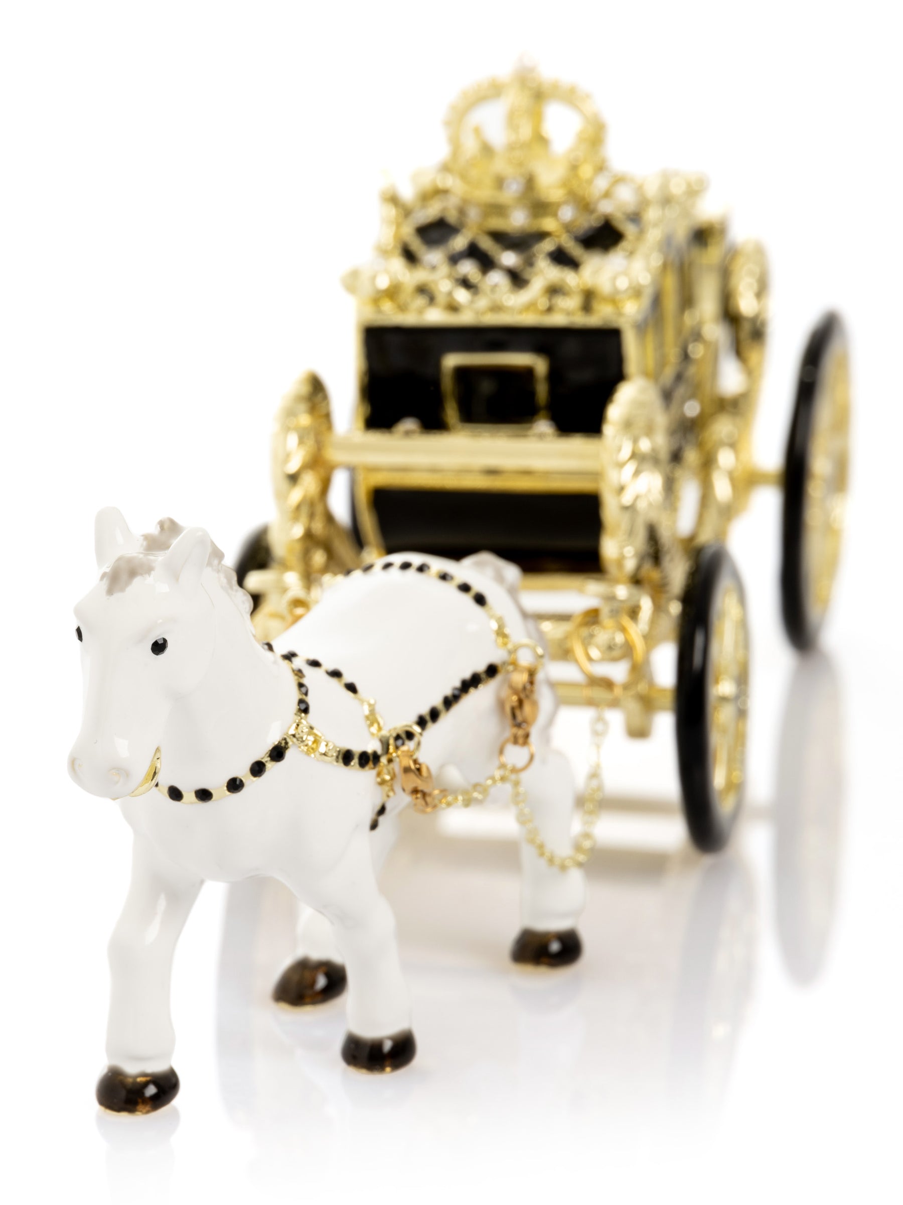 Keren Kopal White Horse Pulling a Golden Carriage