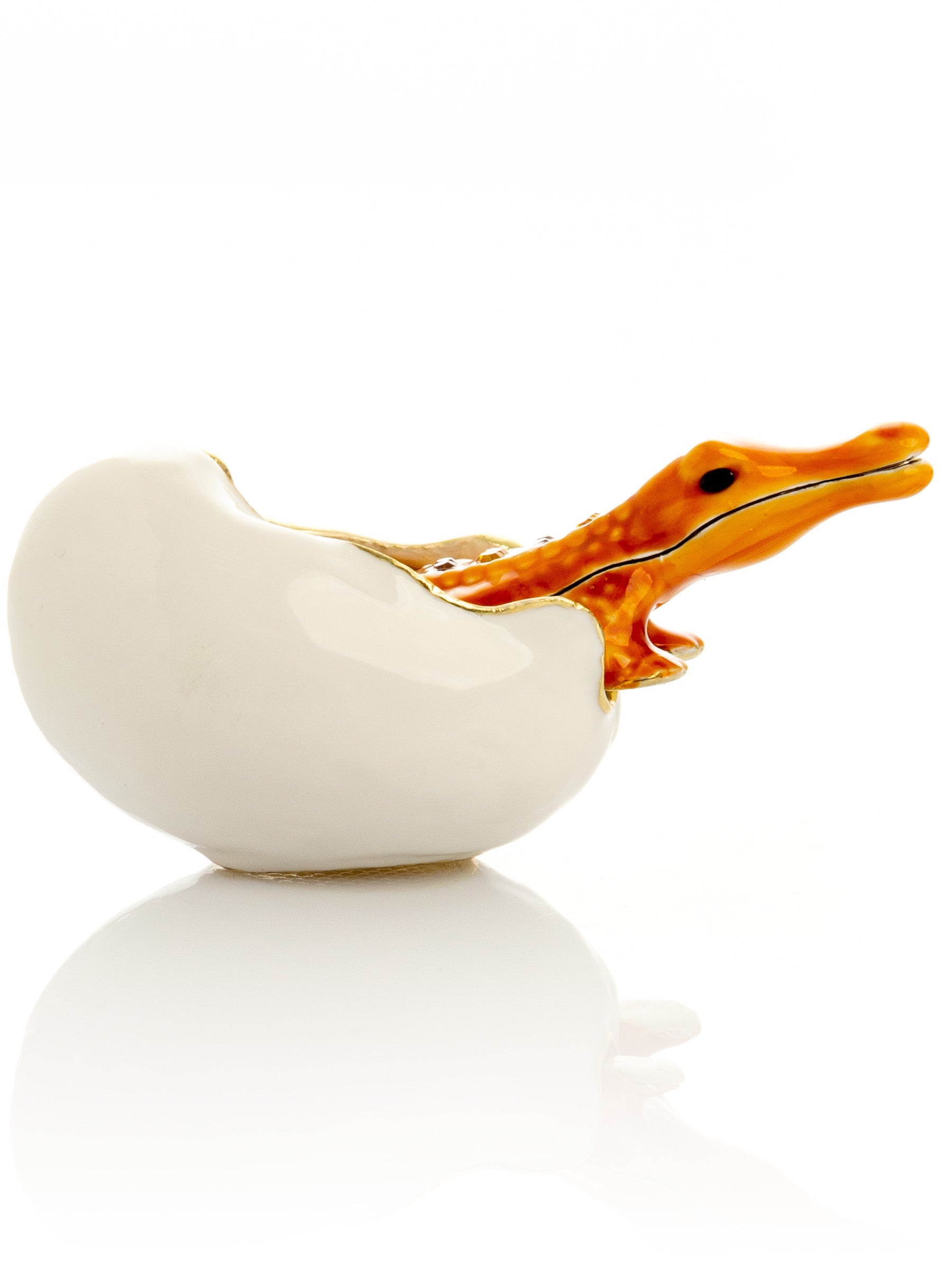 Keren Kopal Orange Crocodile hatching from egg trinket box