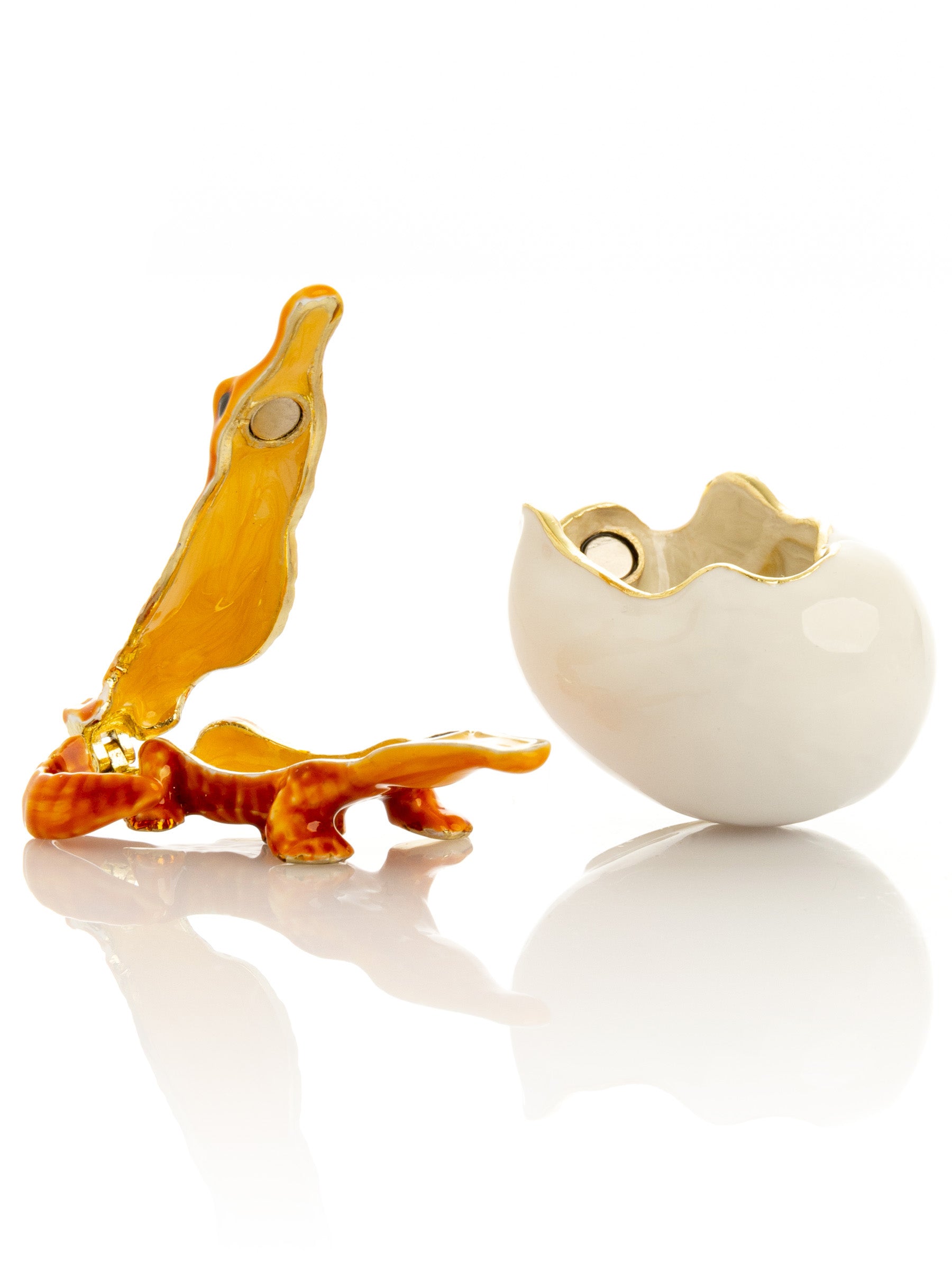 Keren Kopal Orange Crocodile hatching from egg trinket box
