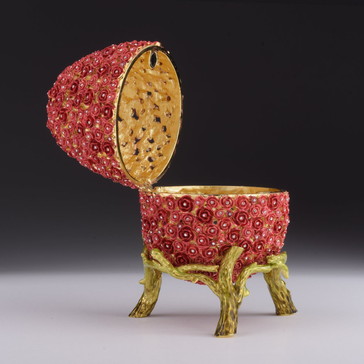 Keren Kopal Red Flowers Faberge Egg