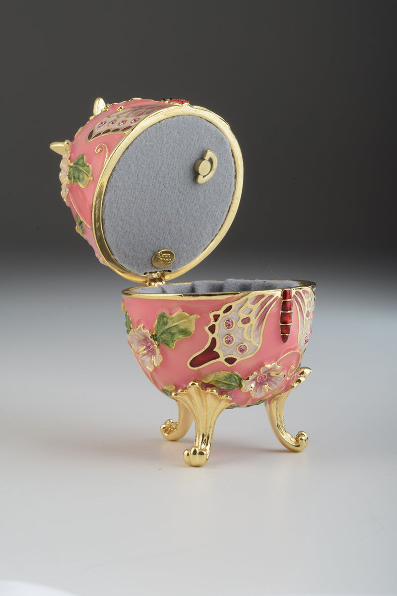 Keren Kopal Pink Faberge Egg with Flowers and Butterfly