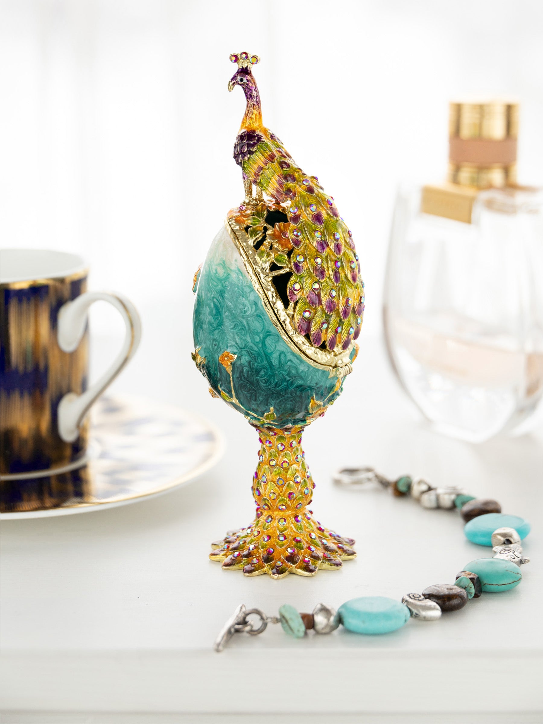 Keren Kopal Peacock on a Faberge Egg