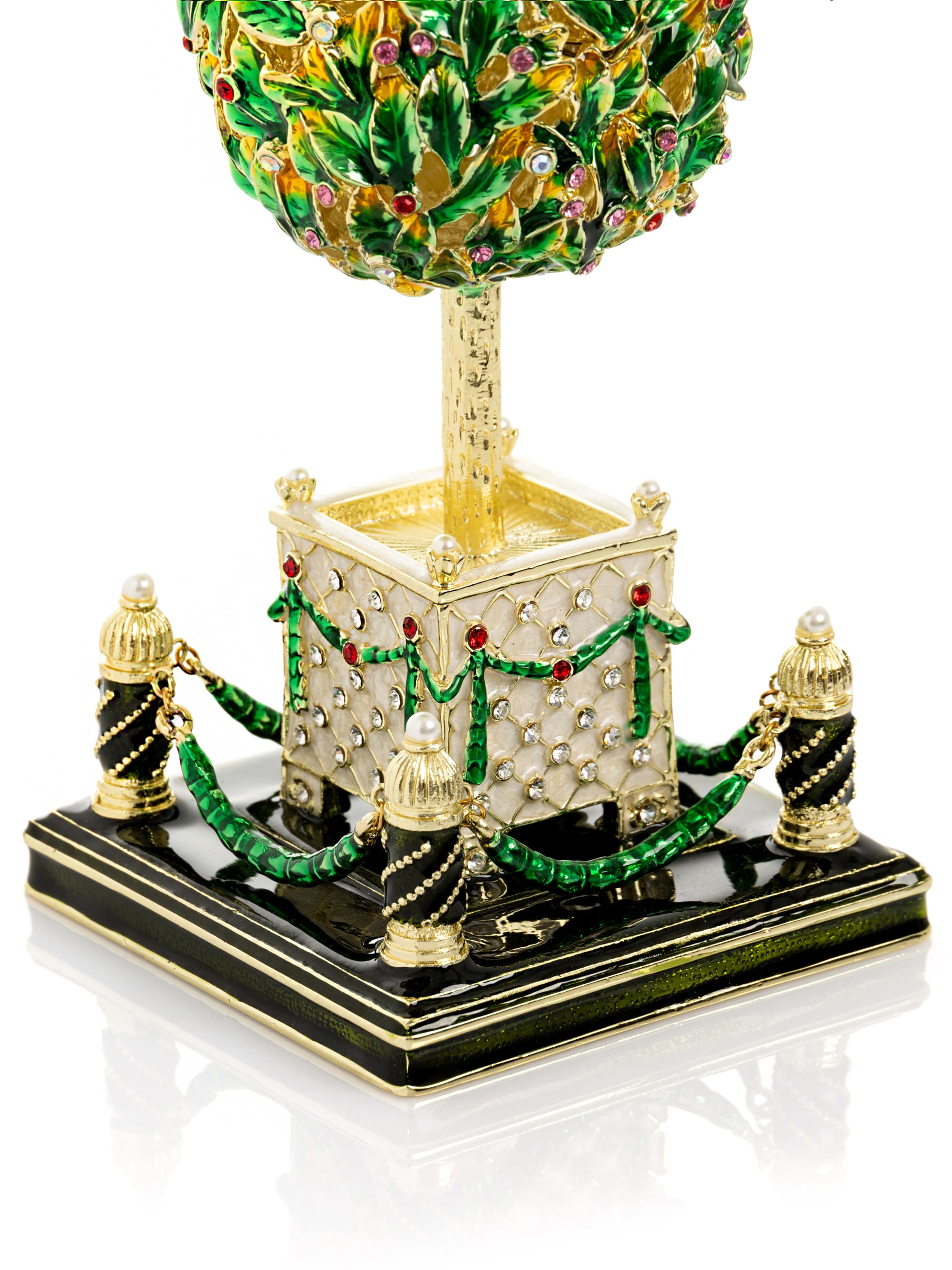 Keren Kopal Bay Tree Faberge Egg with Colorful Crystals