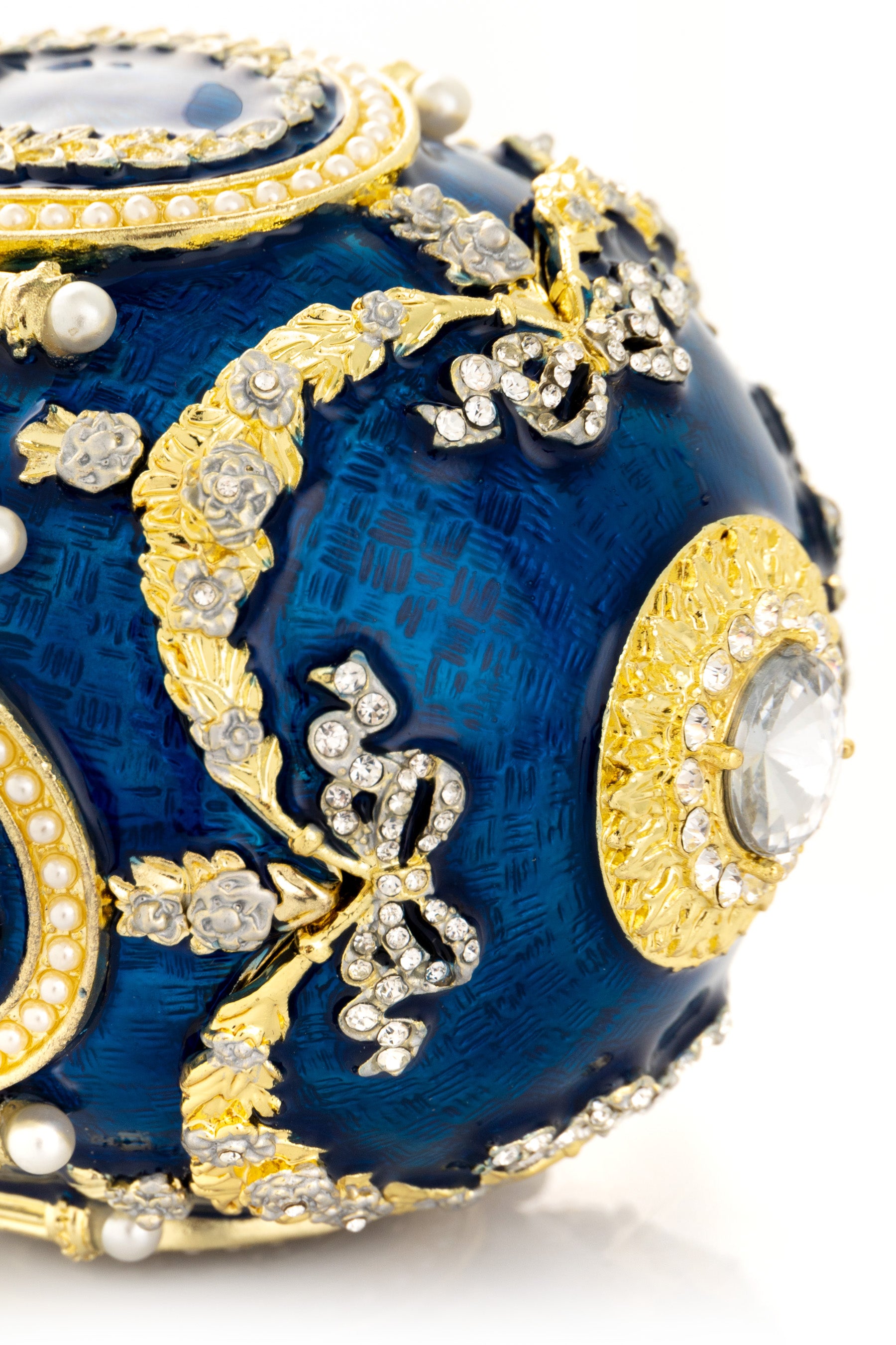 Keren Kopal Blue Faberge Egg with Swan Inside