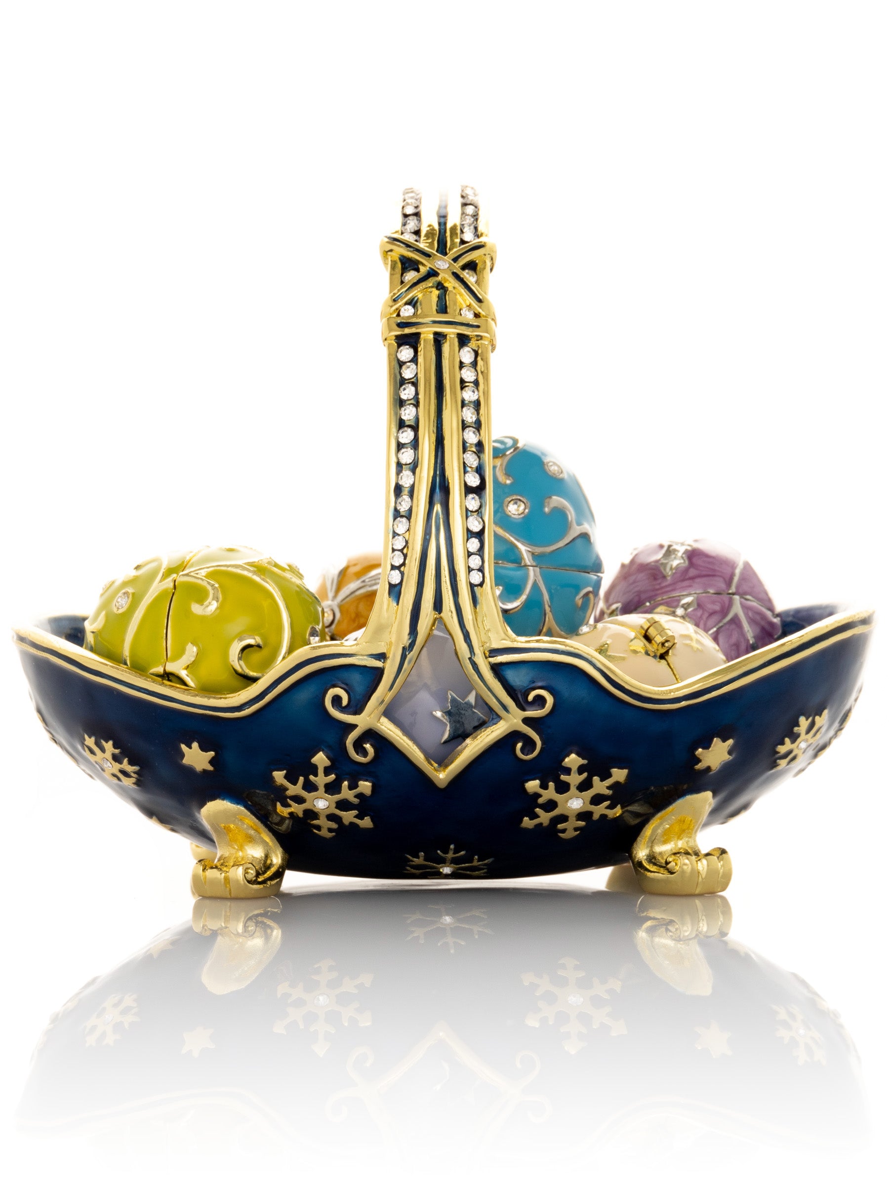 Keren Kopal Blue Basket Carring Small Faberge Eggs