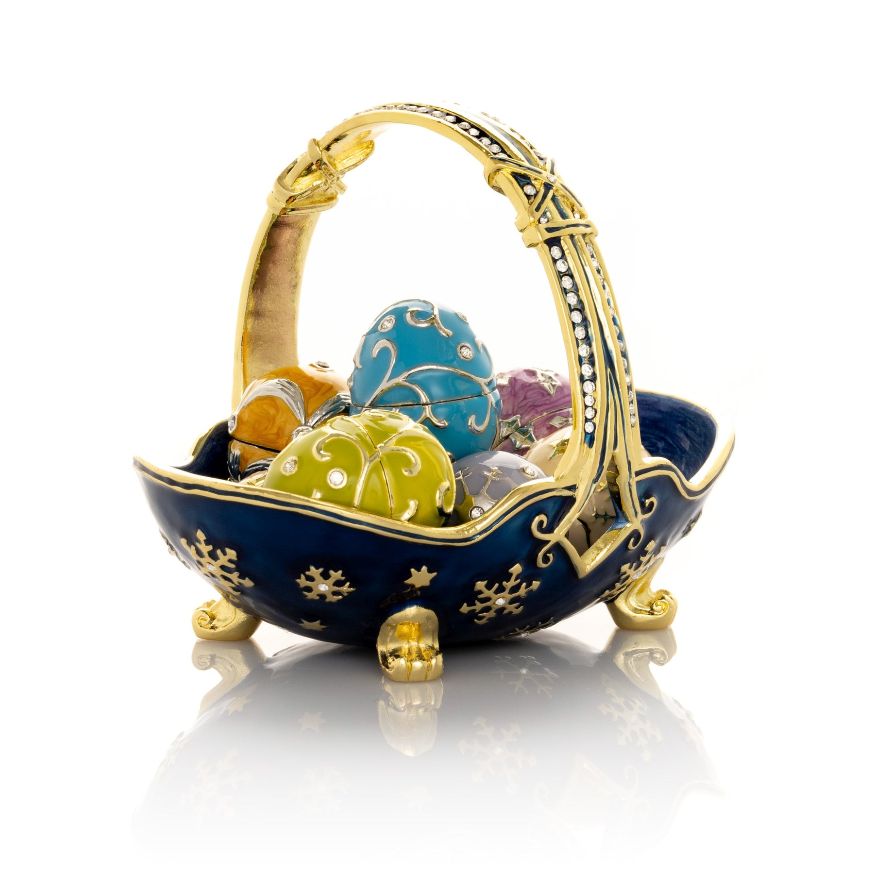 Keren Kopal Blue Basket Carring Small Faberge Eggs