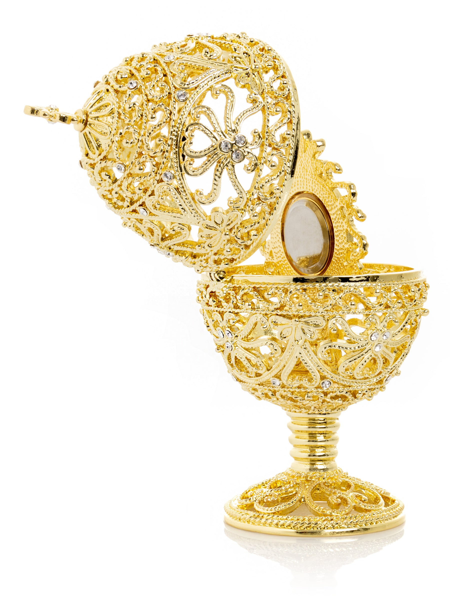 Keren Kopal Gold Faberge Egg with Clock Inside