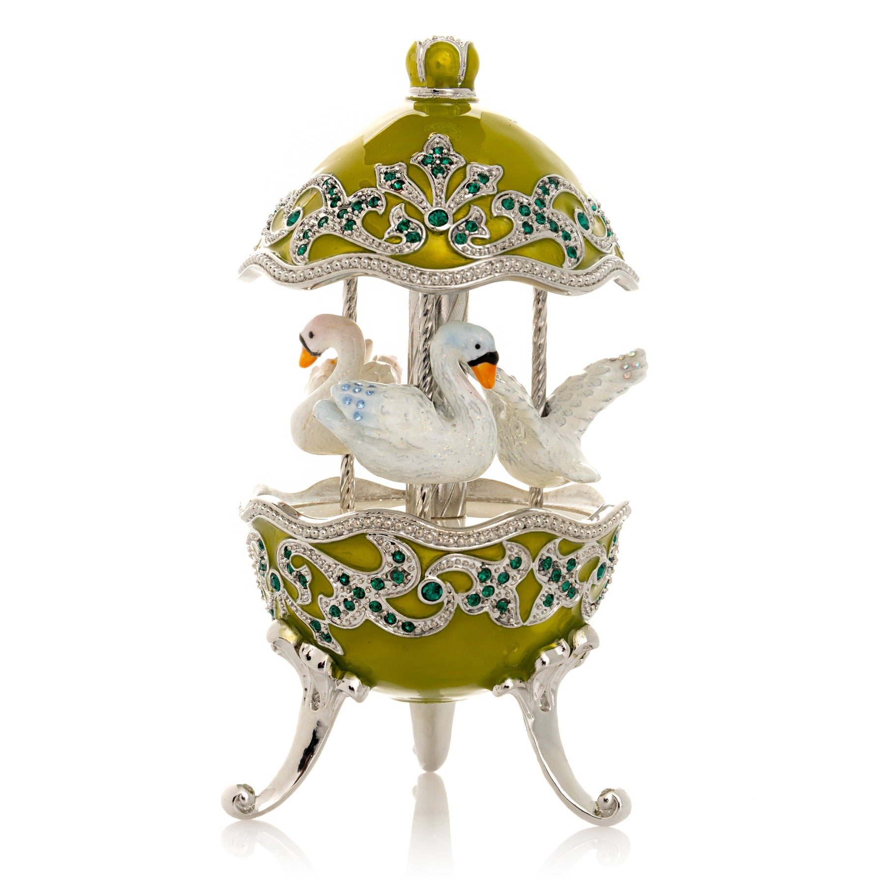 Keren Kopal Green Wind Up Carousel with White Swans