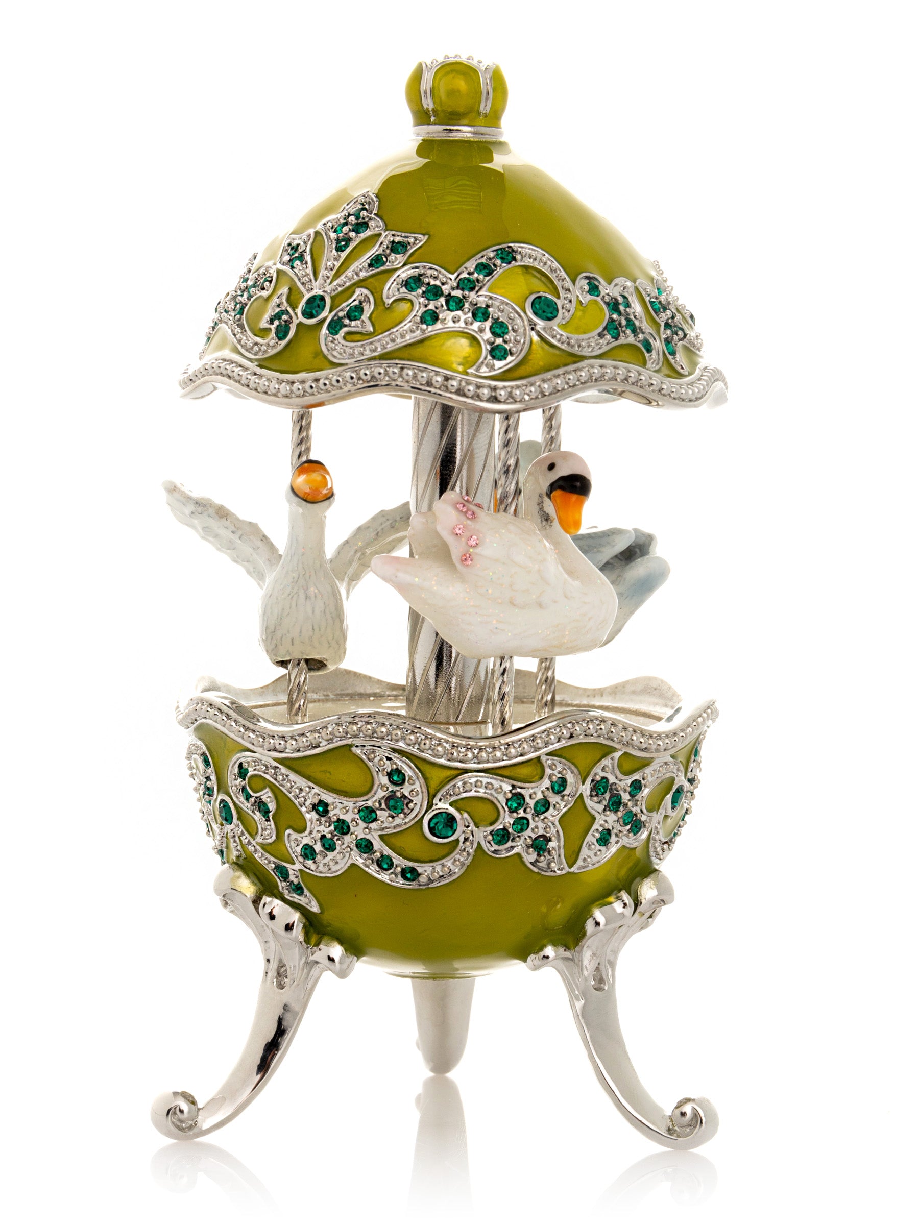 Keren Kopal Green Wind Up Carousel with White Swans