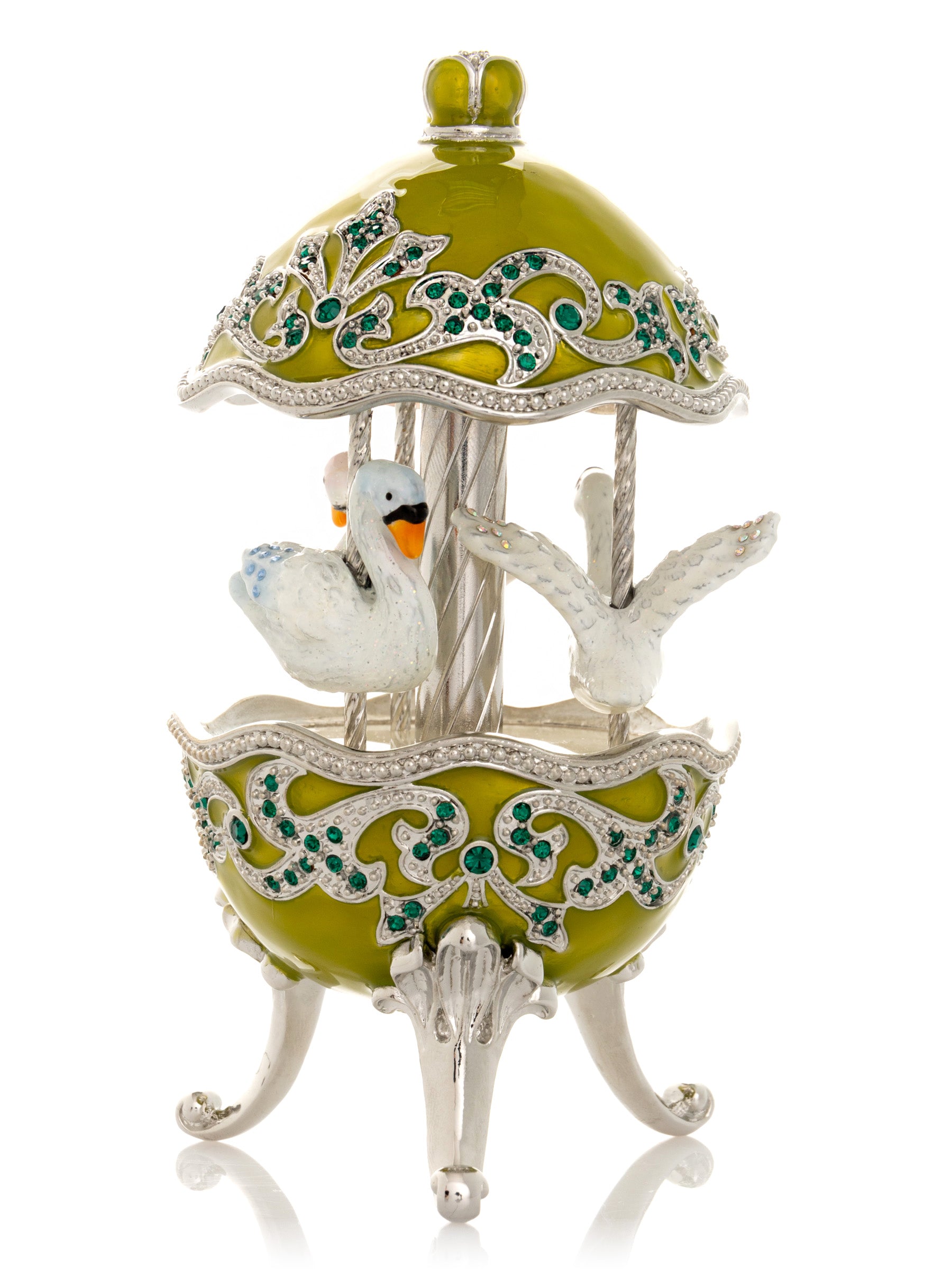 Keren Kopal Green Wind Up Carousel with White Swans