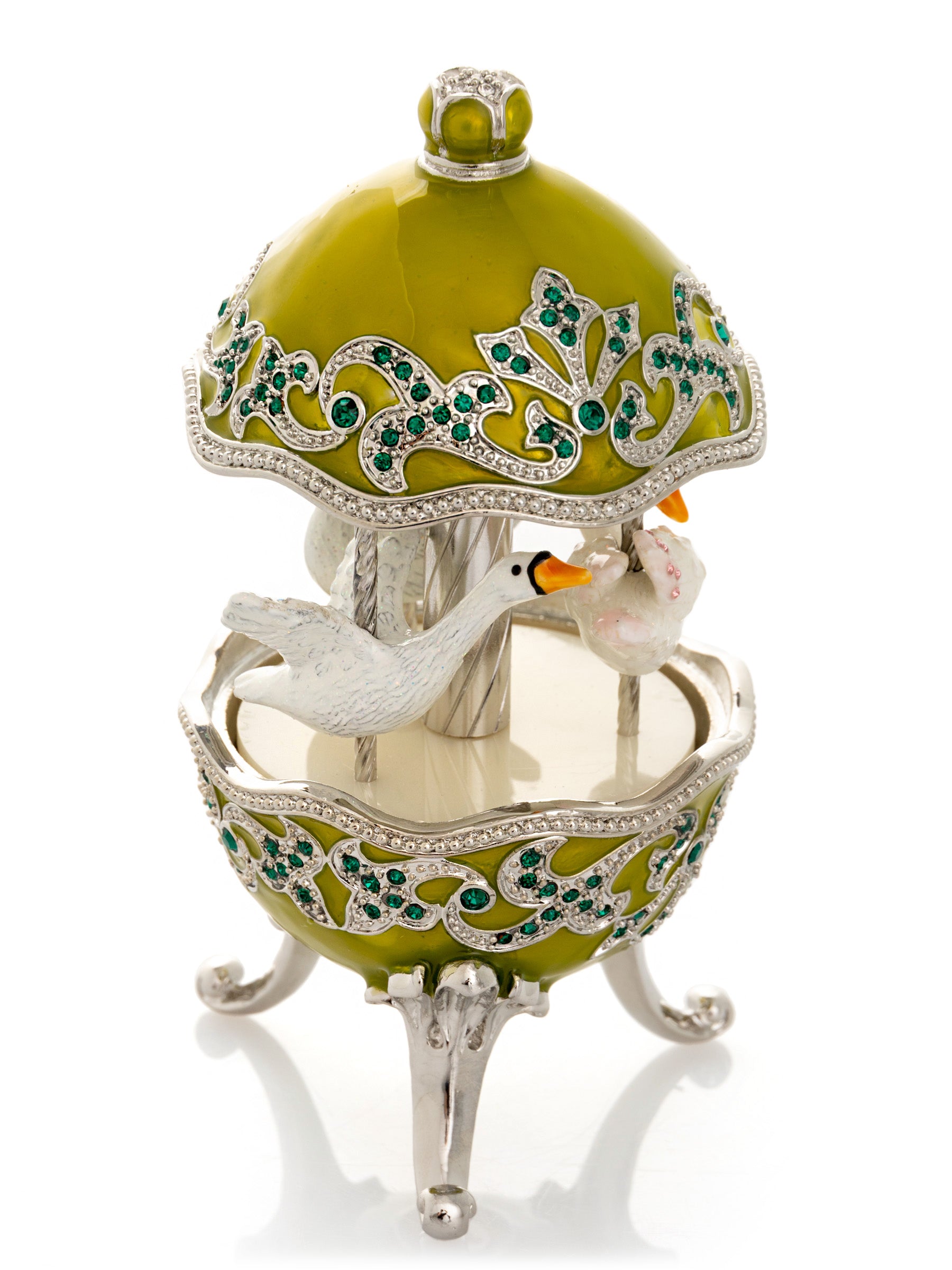 Keren Kopal Green Wind Up Carousel with White Swans