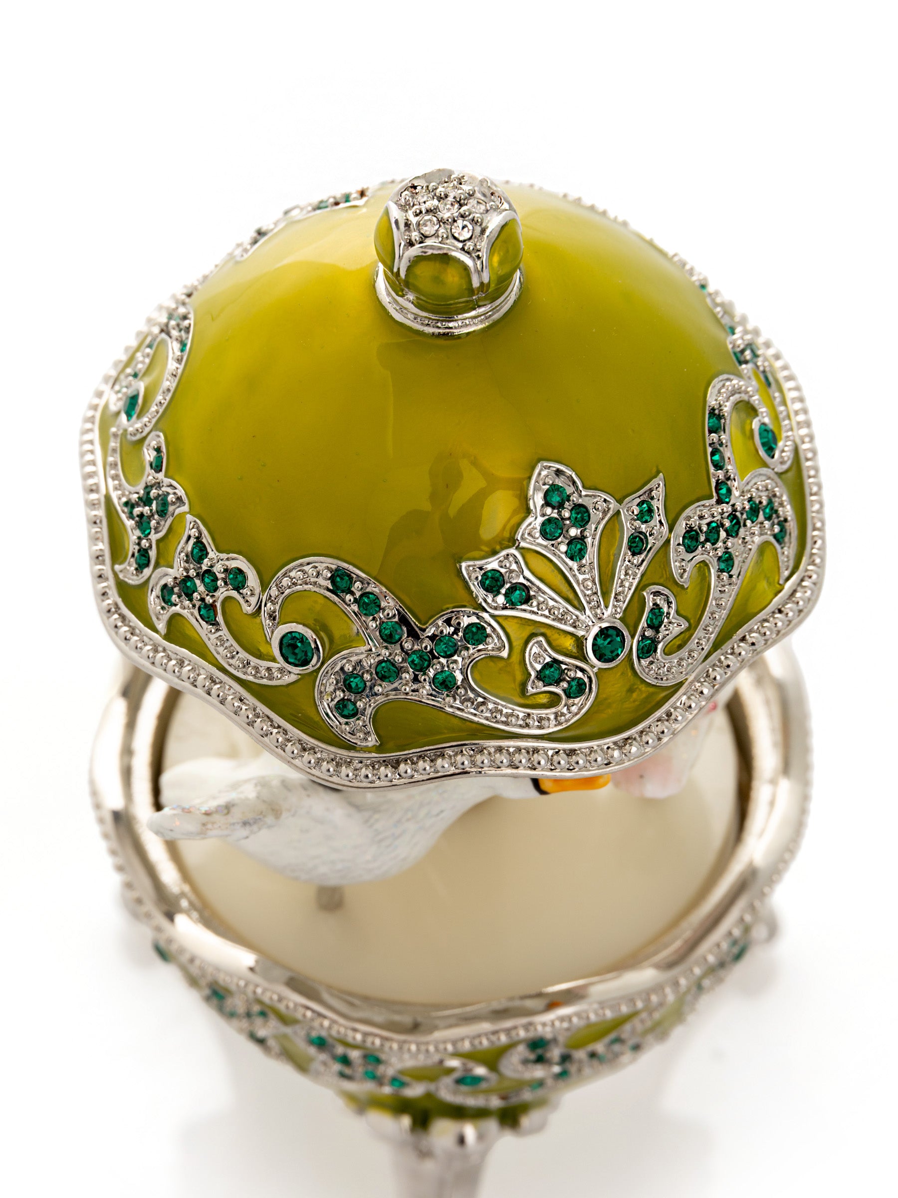 Keren Kopal Green Wind Up Carousel with White Swans