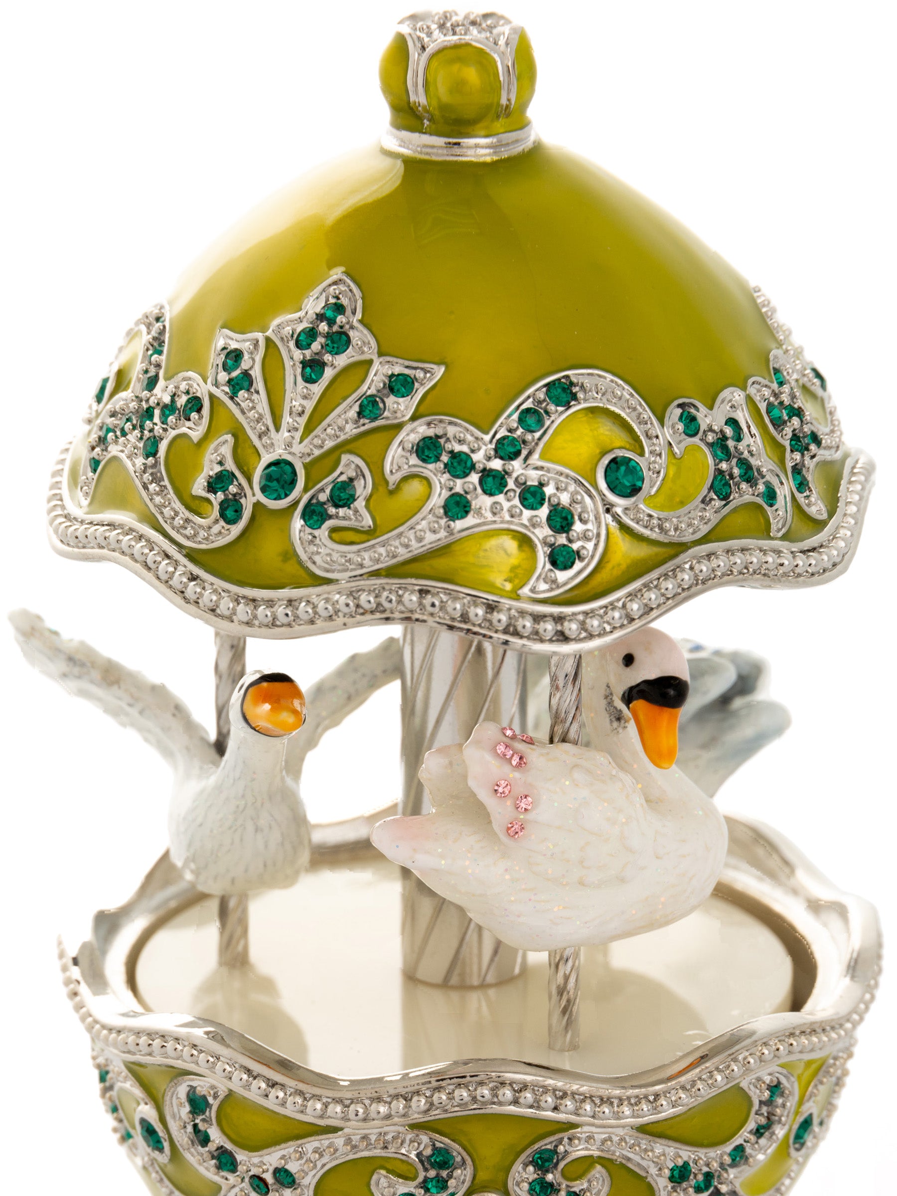 Keren Kopal Green Wind Up Carousel with White Swans