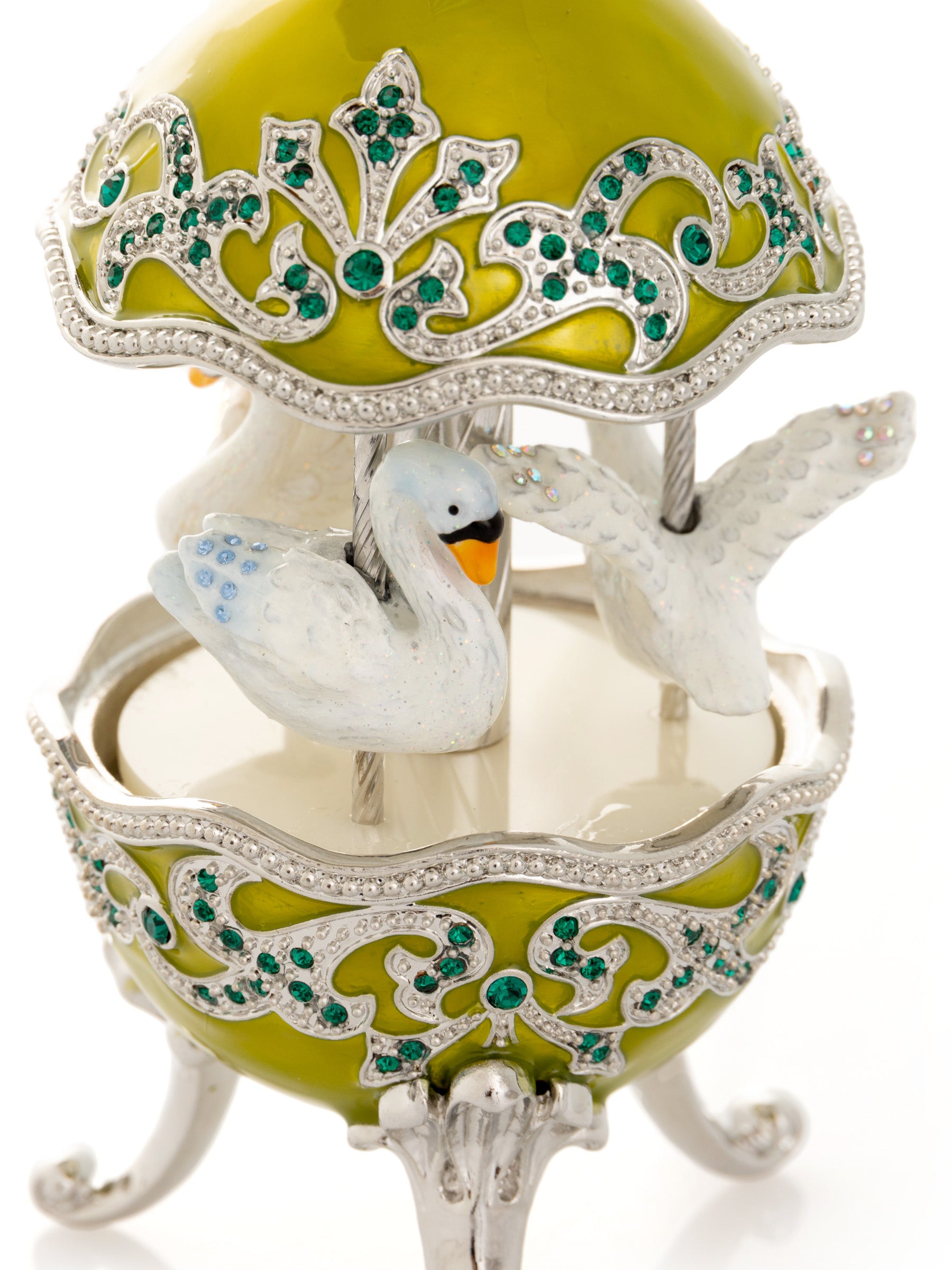 Keren Kopal Green Wind Up Carousel with White Swans