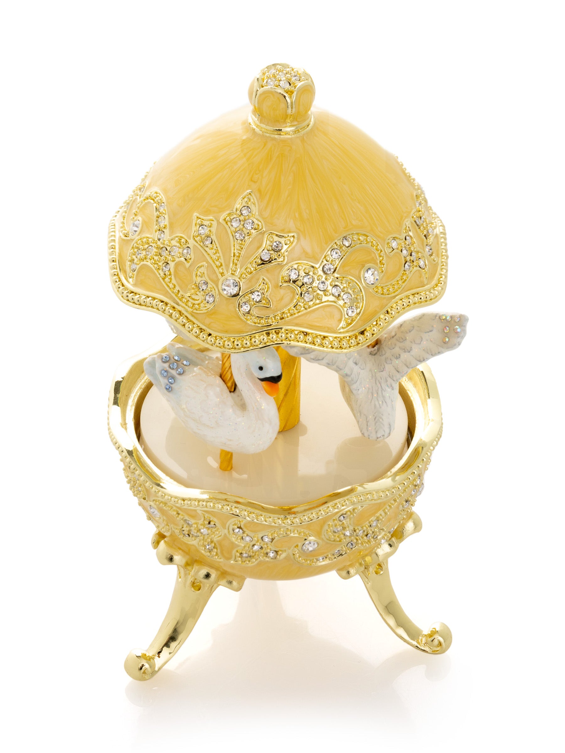Keren Kopal Yellow Carousel Egg with White Swans
