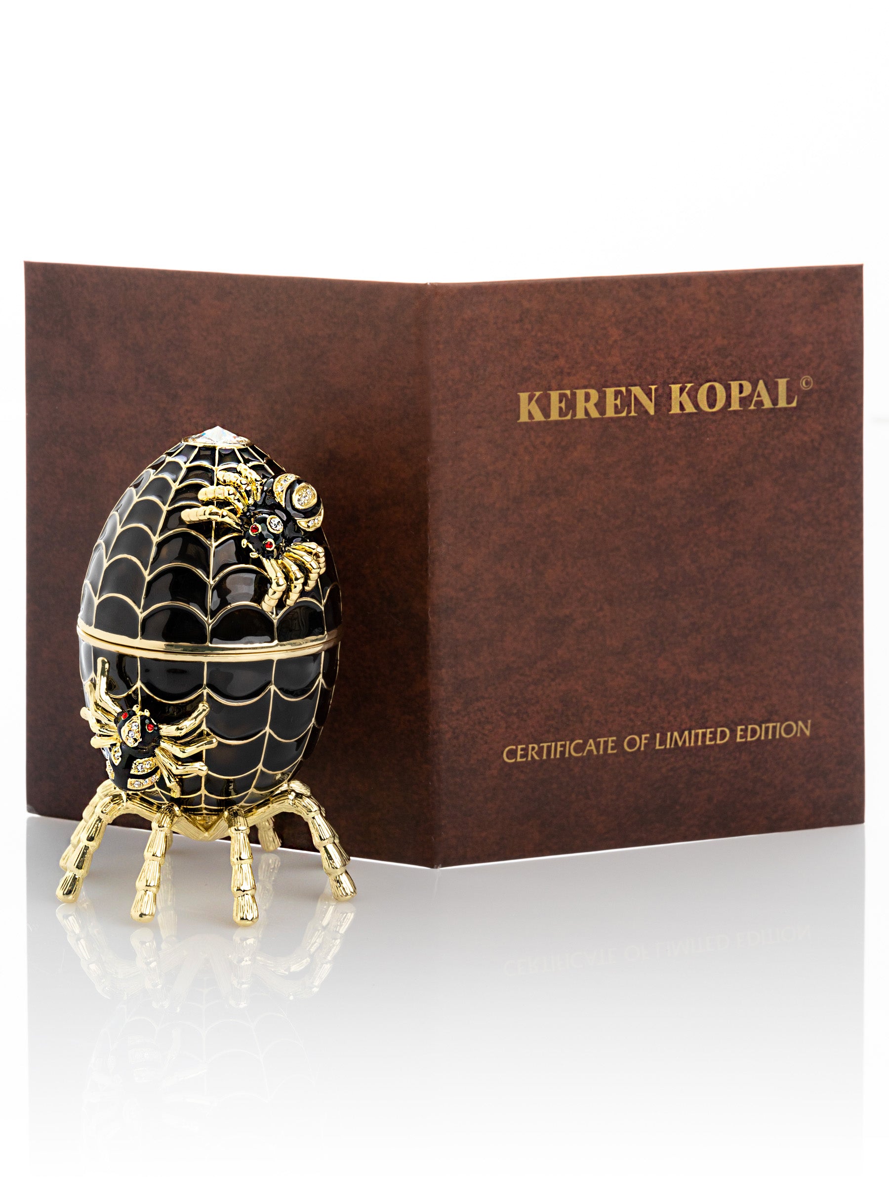 Keren Kopal Black Faberge Egg Spiderweb Decoration Music Playing Egg