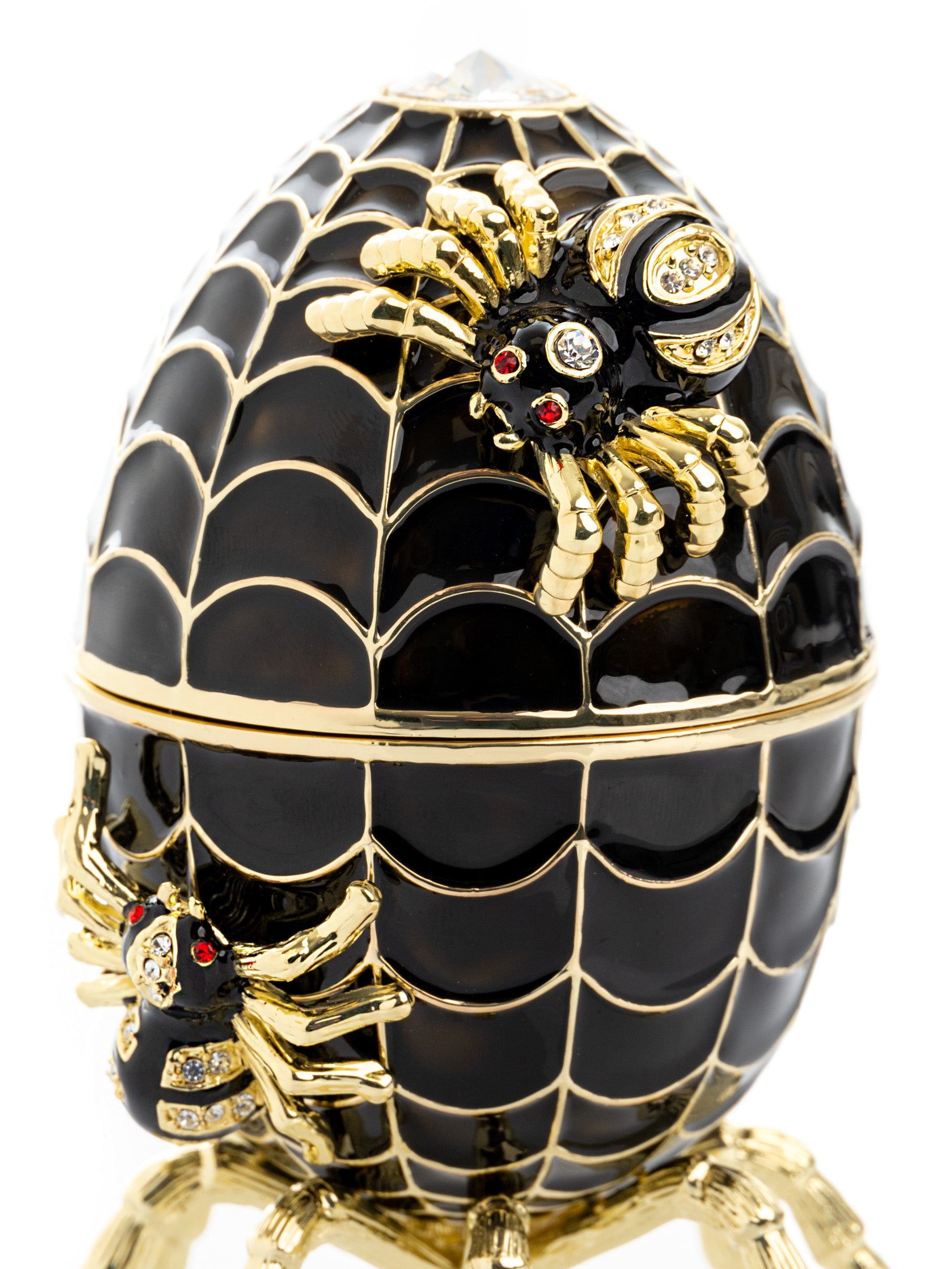 Keren Kopal Black Faberge Egg Spiderweb Decoration Music Playing Egg