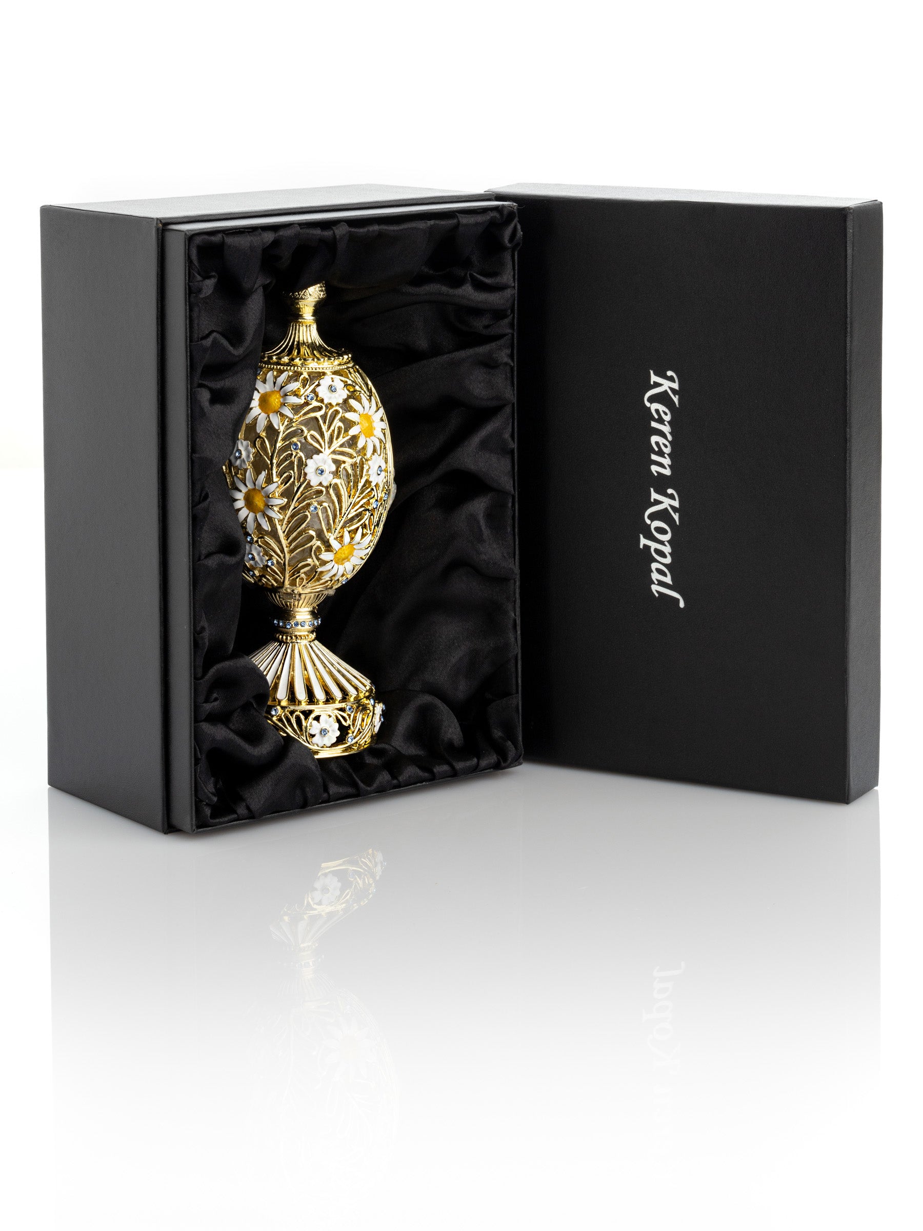 Keren Kopal White Faberge Egg with Butterfly Inside