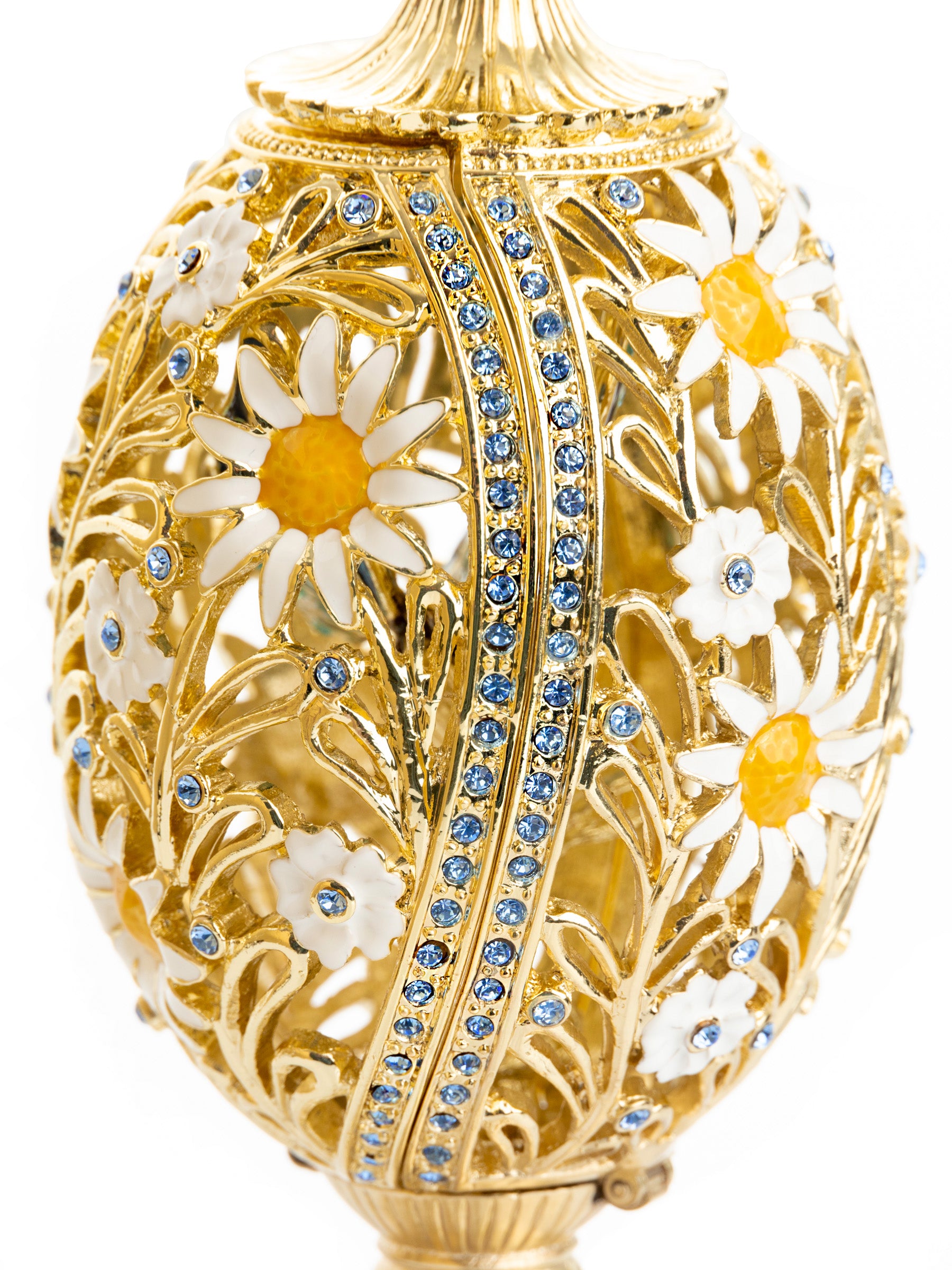 Keren Kopal White Faberge Egg with Butterfly Inside