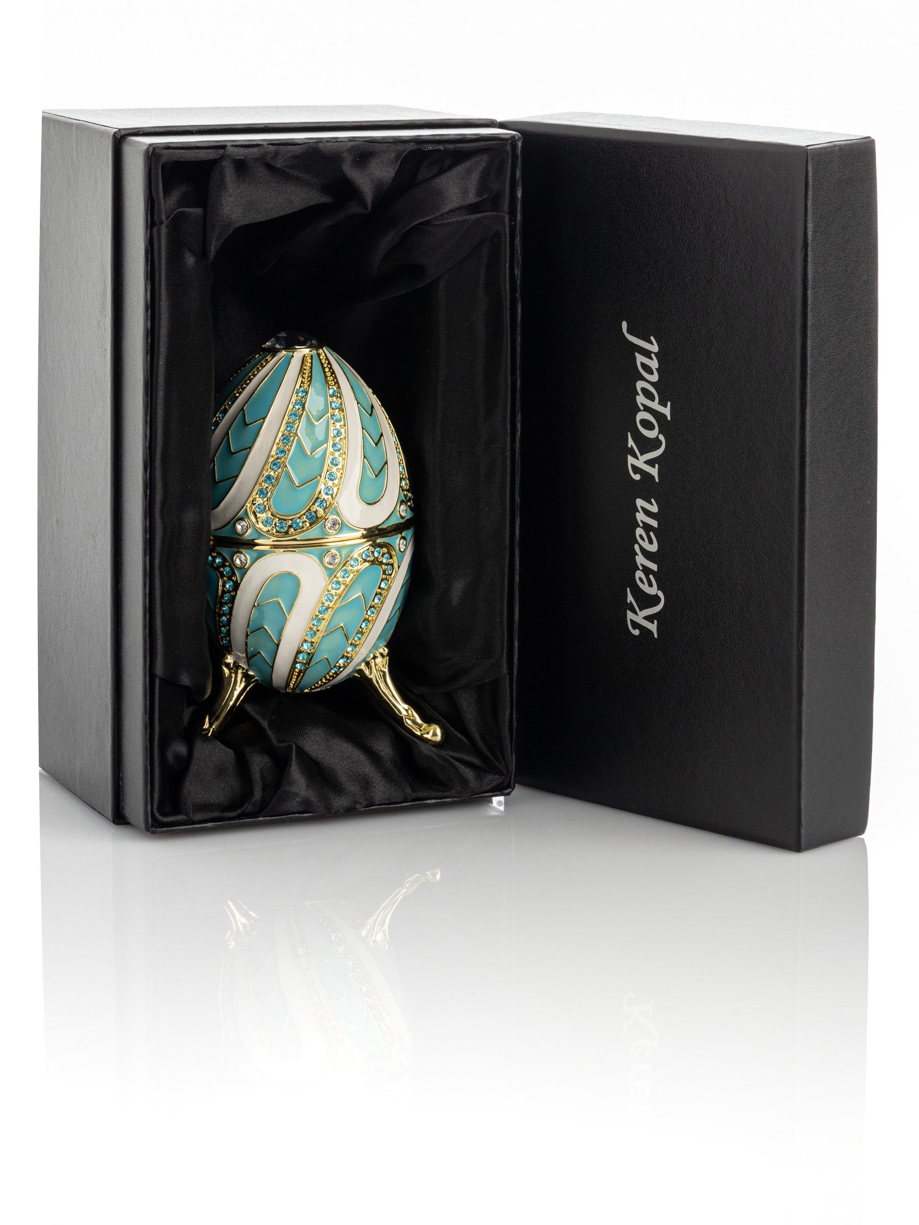 Keren Kopal Turquoise Music box Fur Elise by Beethoven Faberge Egg