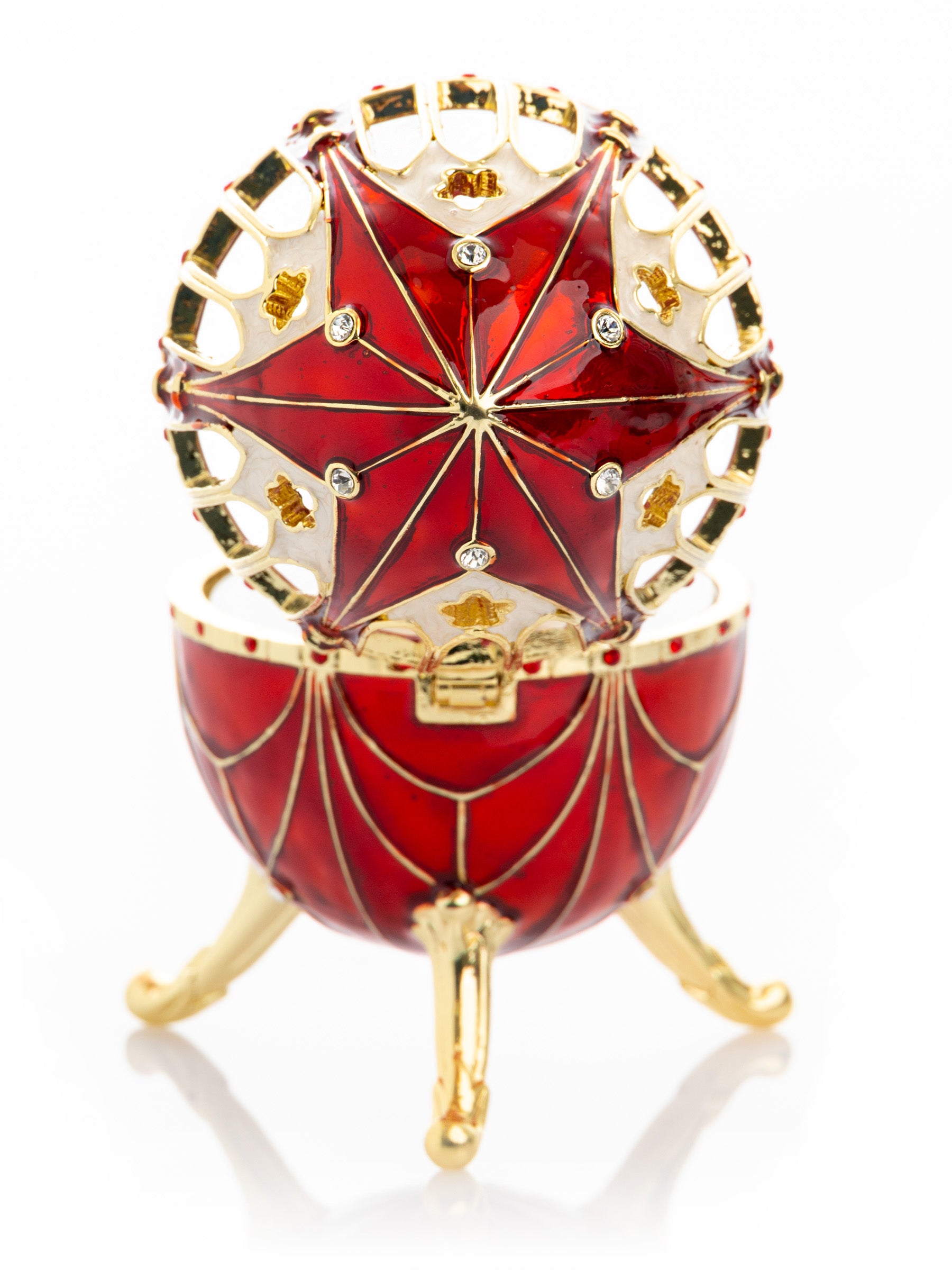 Keren Kopal Red Faberge Egg with Horse Carousel Surprise Inside