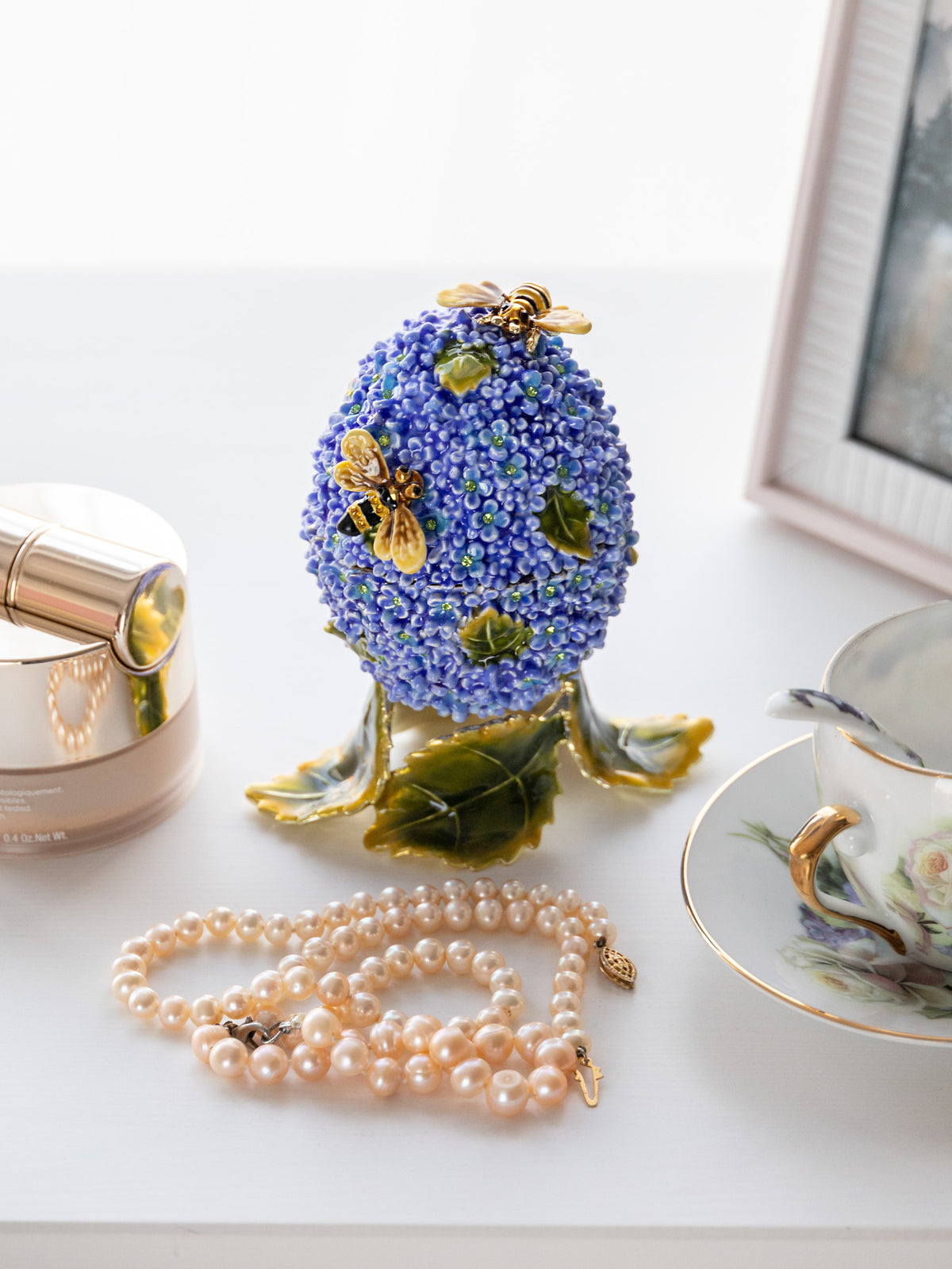 Keren Kopal Blue Flower and Bees music box with Leaves Fur Elise by Ludwig Van Beethoven