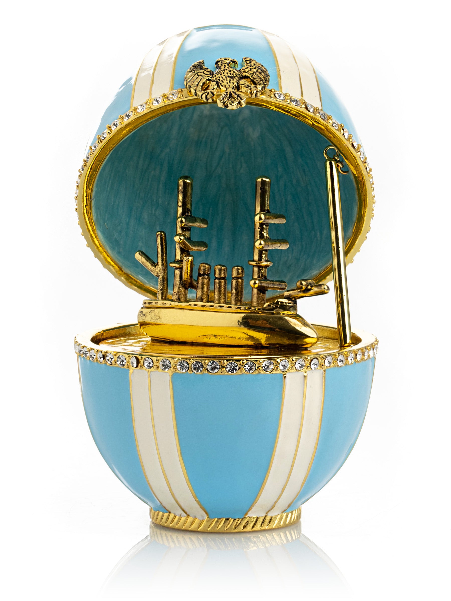 Keren Kopal Light Blue Egg with a Sailing ship
