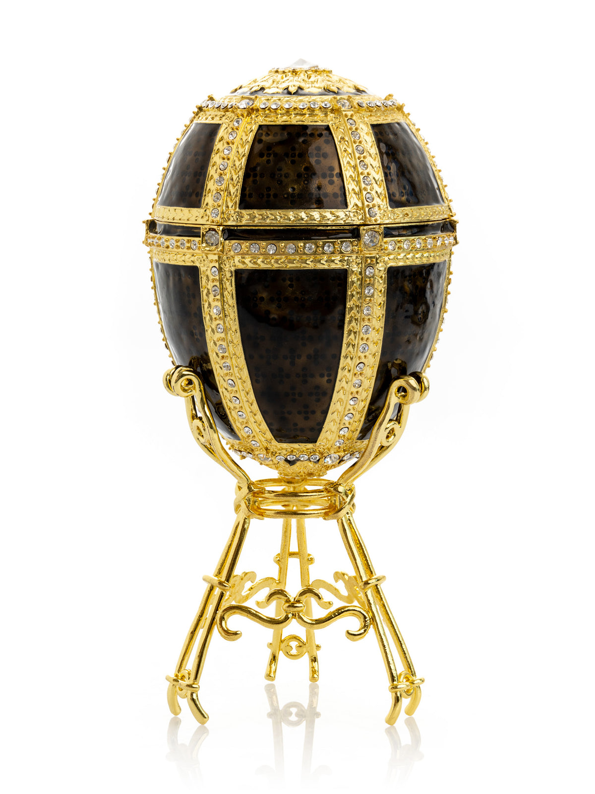 Keren Kopal Black & Gold Egg with a Gold crystals Elephant