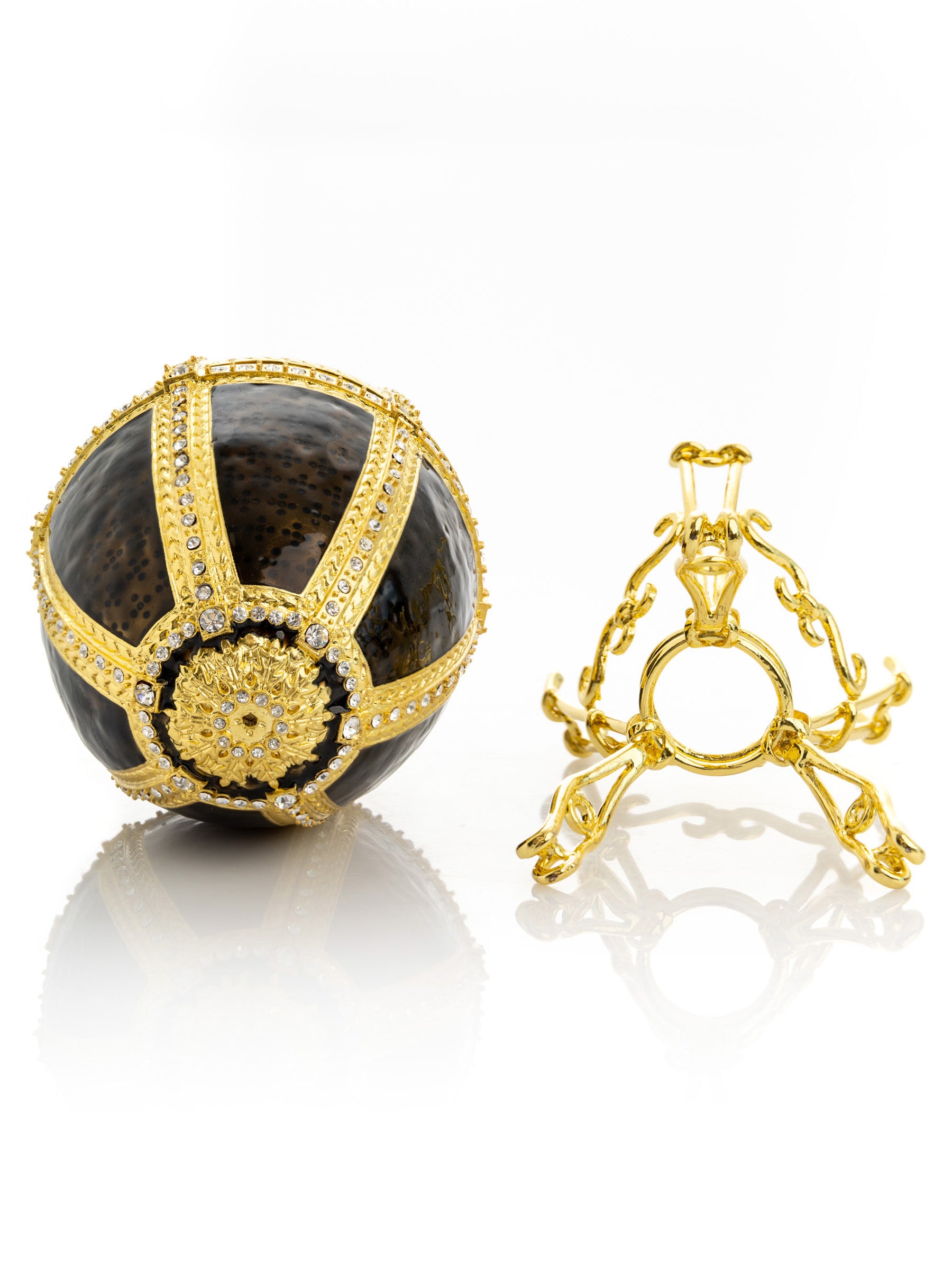 Keren Kopal Black & Gold Egg with a Gold crystals Elephant