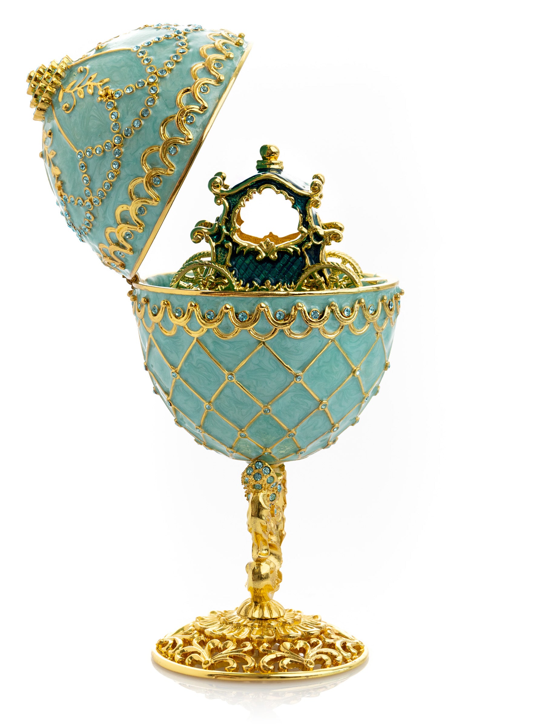 Keren Kopal Gold & Turquoise Egg with Royal Carriage