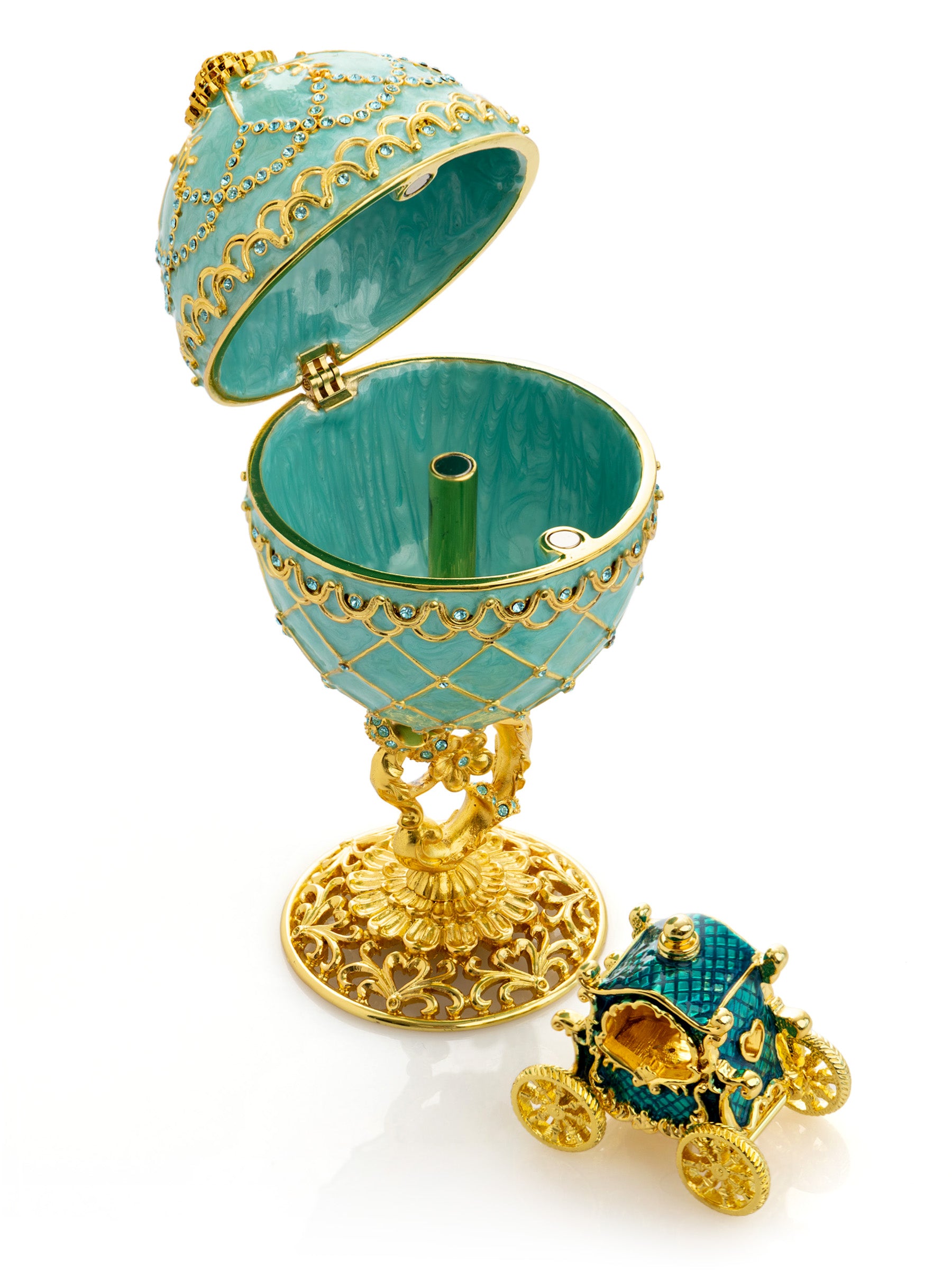 Keren Kopal Gold & Turquoise Egg with Royal Carriage