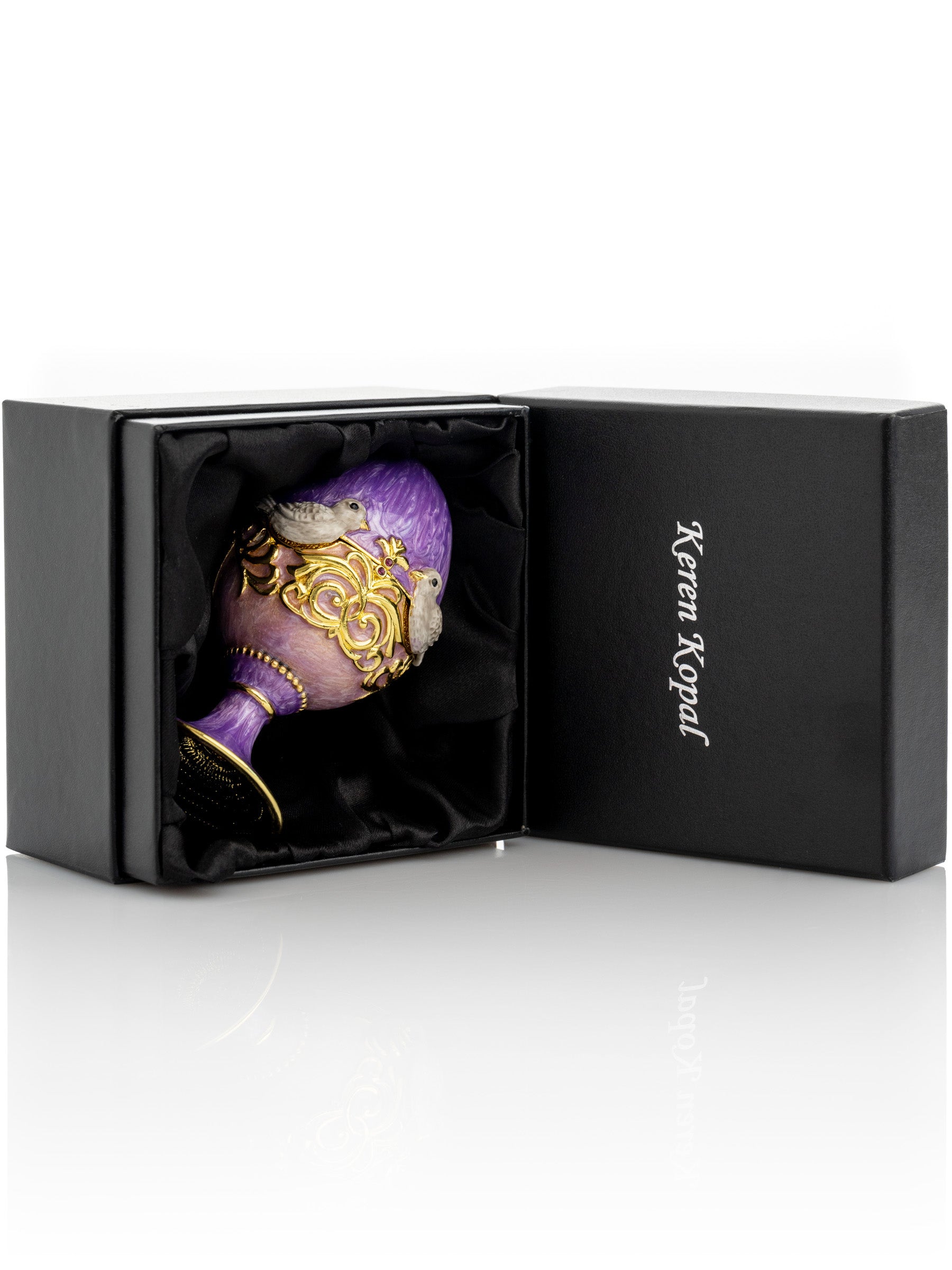 Keren Kopal Purple Egg with two Gold love doves