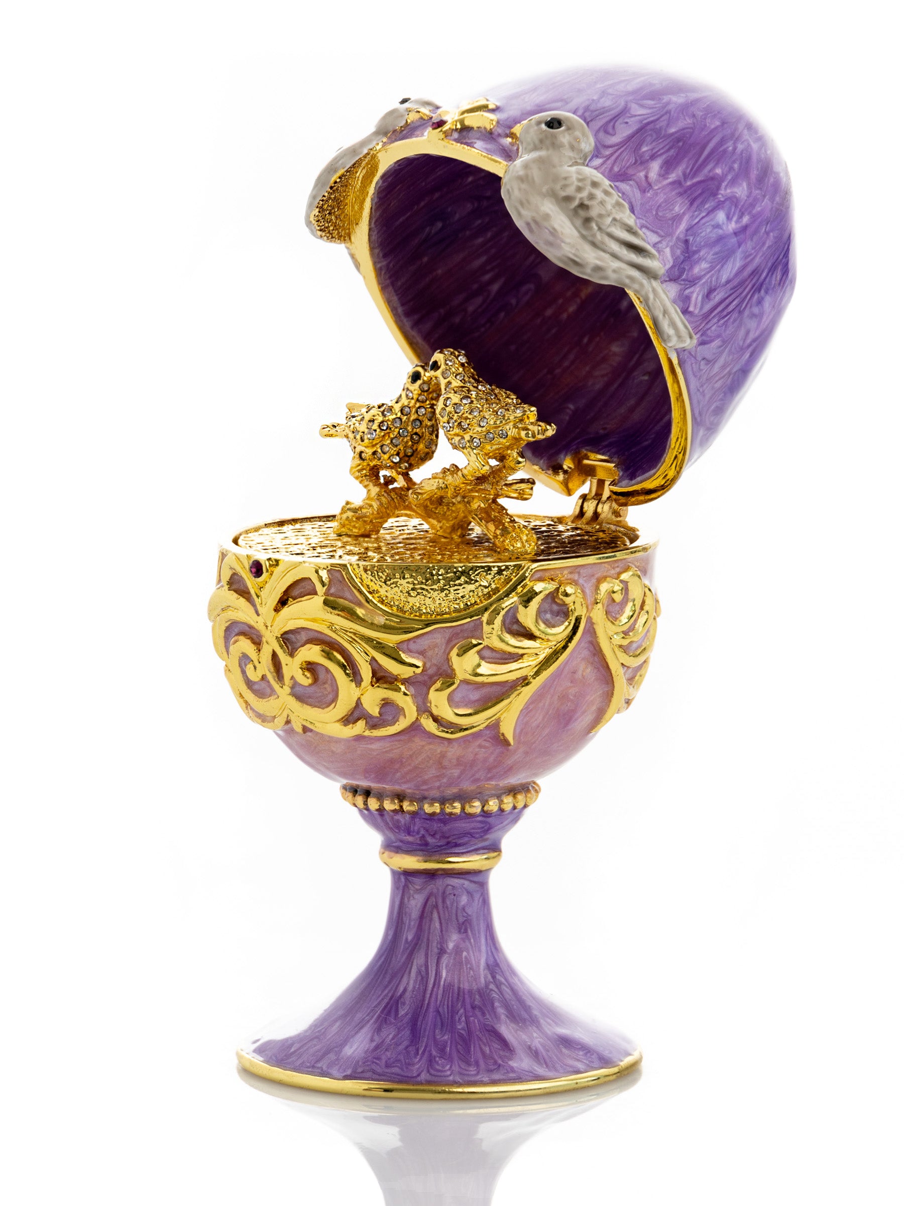 Keren Kopal Purple Egg with two Gold love doves