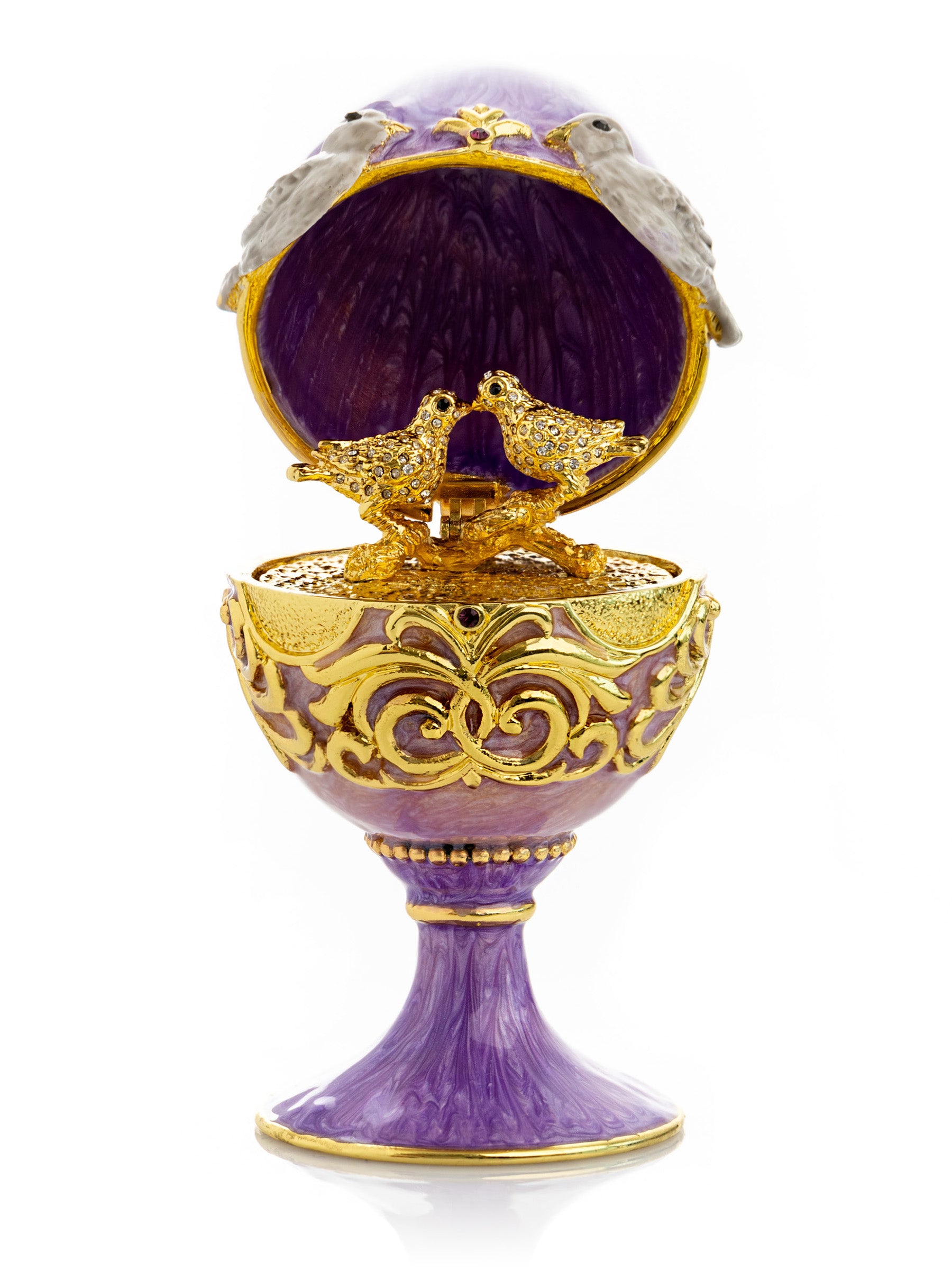 Keren Kopal Purple Egg with two Gold love doves