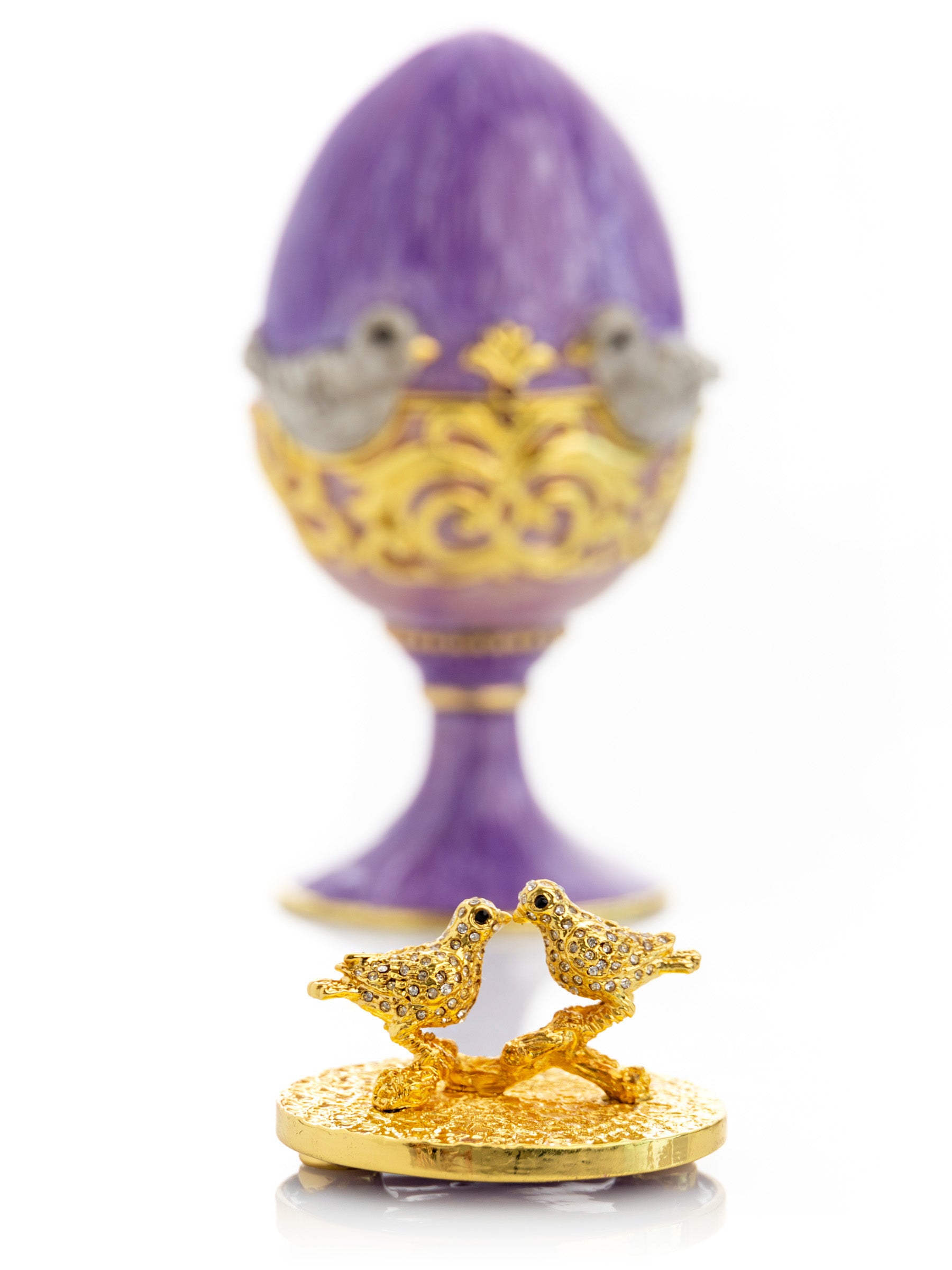 Keren Kopal Purple Egg with two Gold love doves