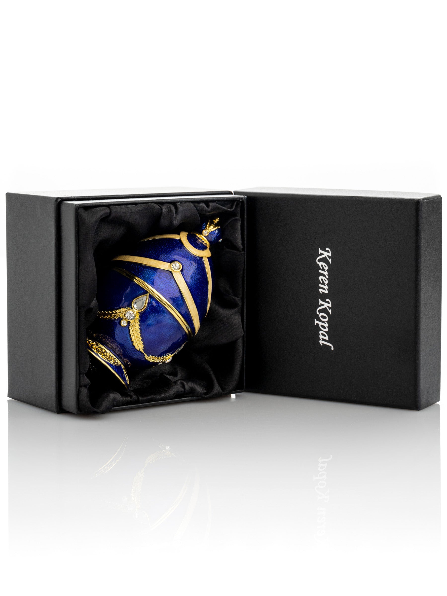 Keren Kopal Blue Faberge Egg with Golden Piano Surprise
