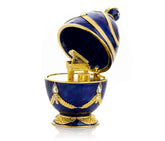 Keren Kopal Blue Faberge Egg with Golden Piano Surprise