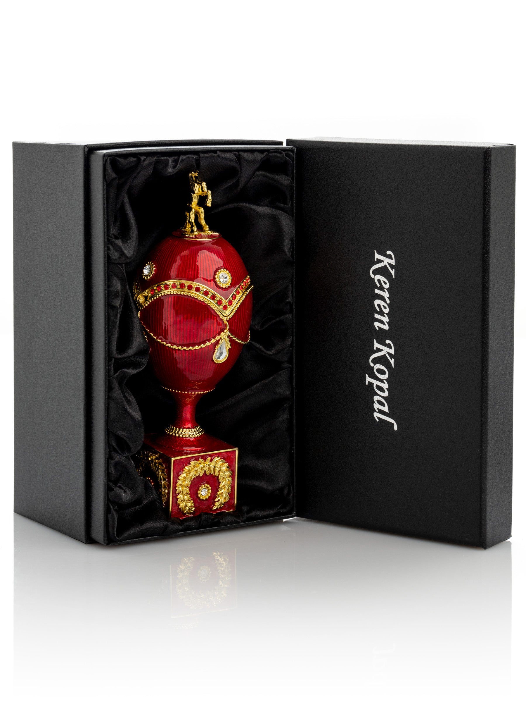 Keren Kopal Red Faberge Egg with Gold Horse