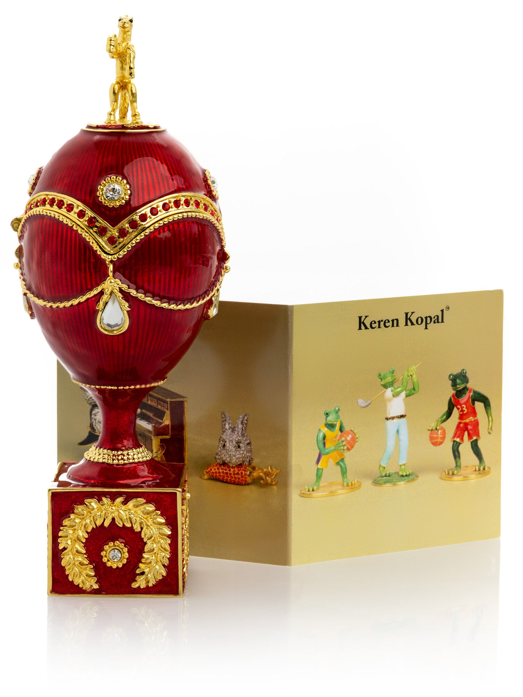 Keren Kopal Red Faberge Egg with Gold Horse