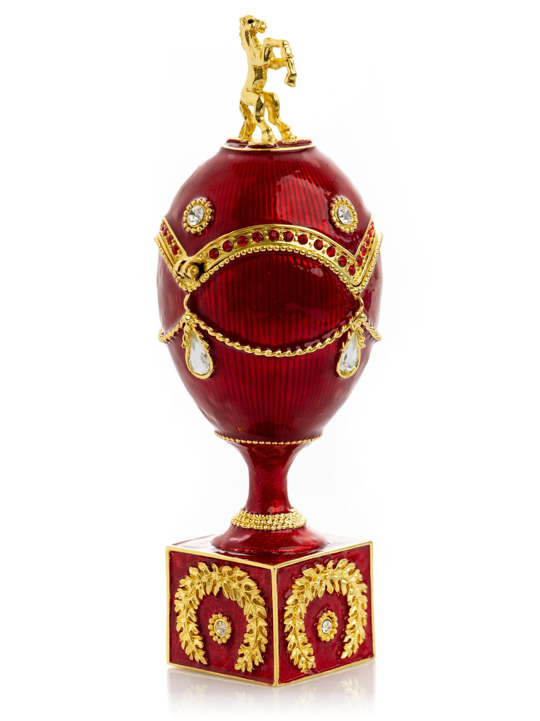 Keren Kopal Red Faberge Egg with Gold Horse