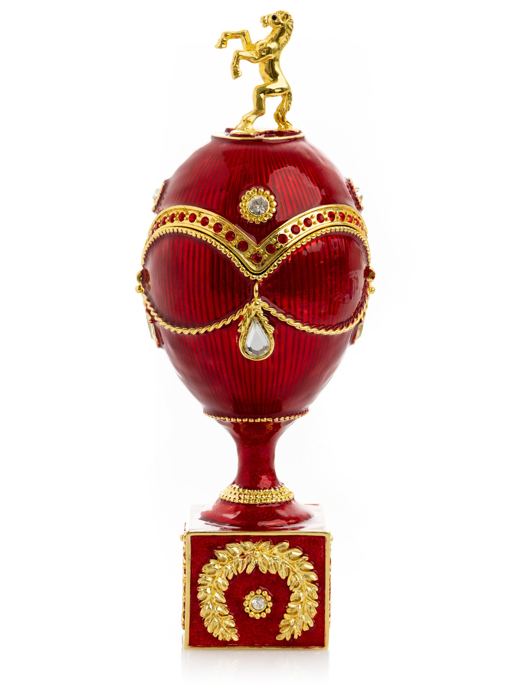 Keren Kopal Red Faberge Egg with Gold Horse