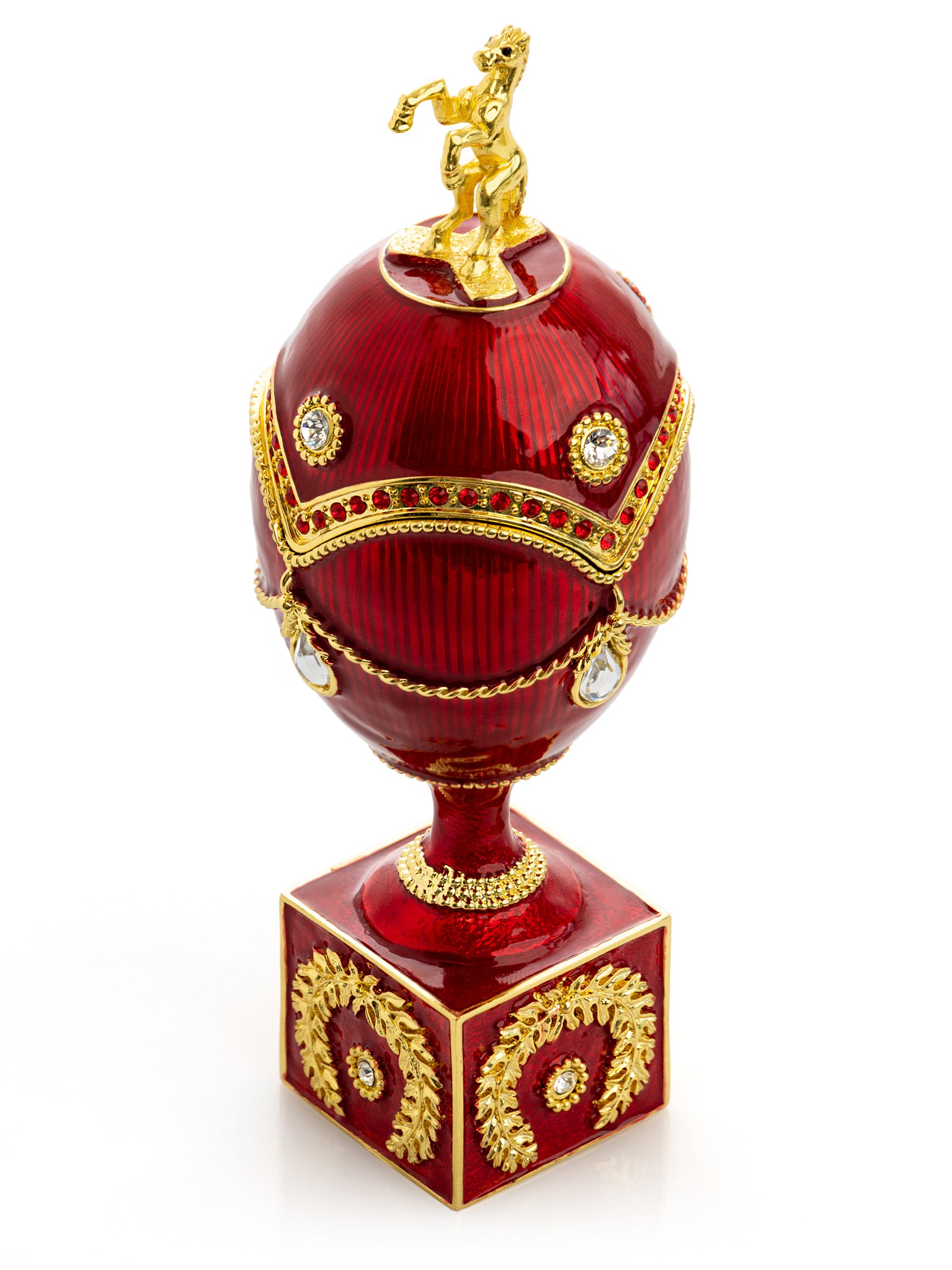 Keren Kopal Red Faberge Egg with Gold Horse