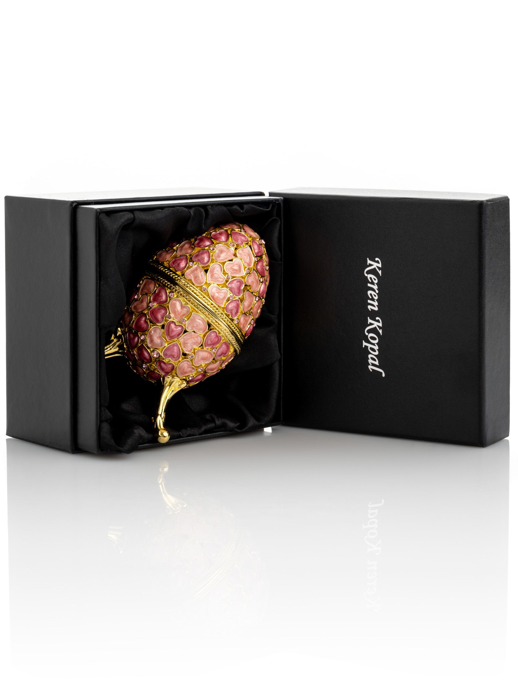 Keren Kopal Pink egg decorated with hearts valentine's day