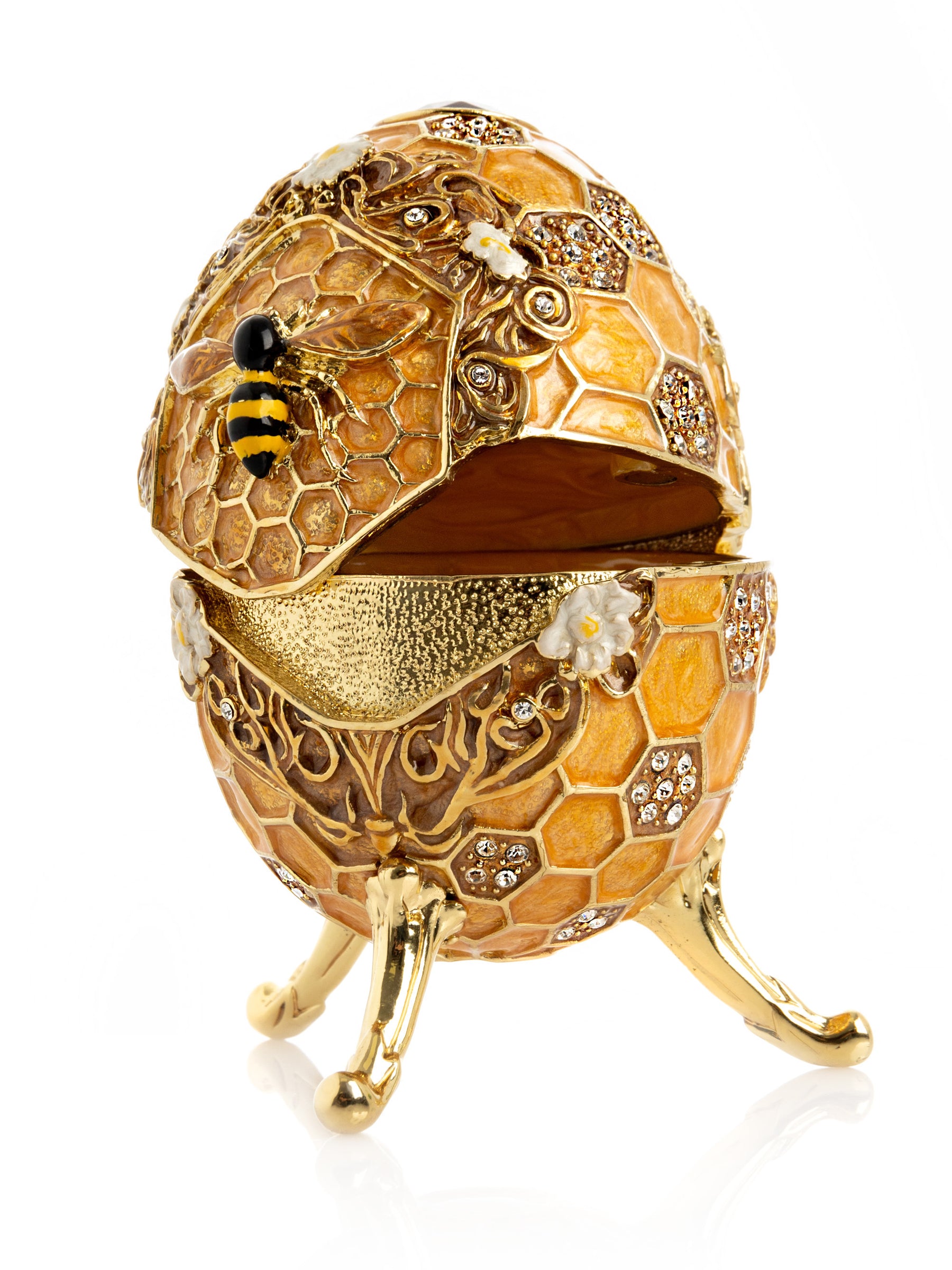 Keren Kopal Easter Egg Honeycomb with Bees Hive trinket box
