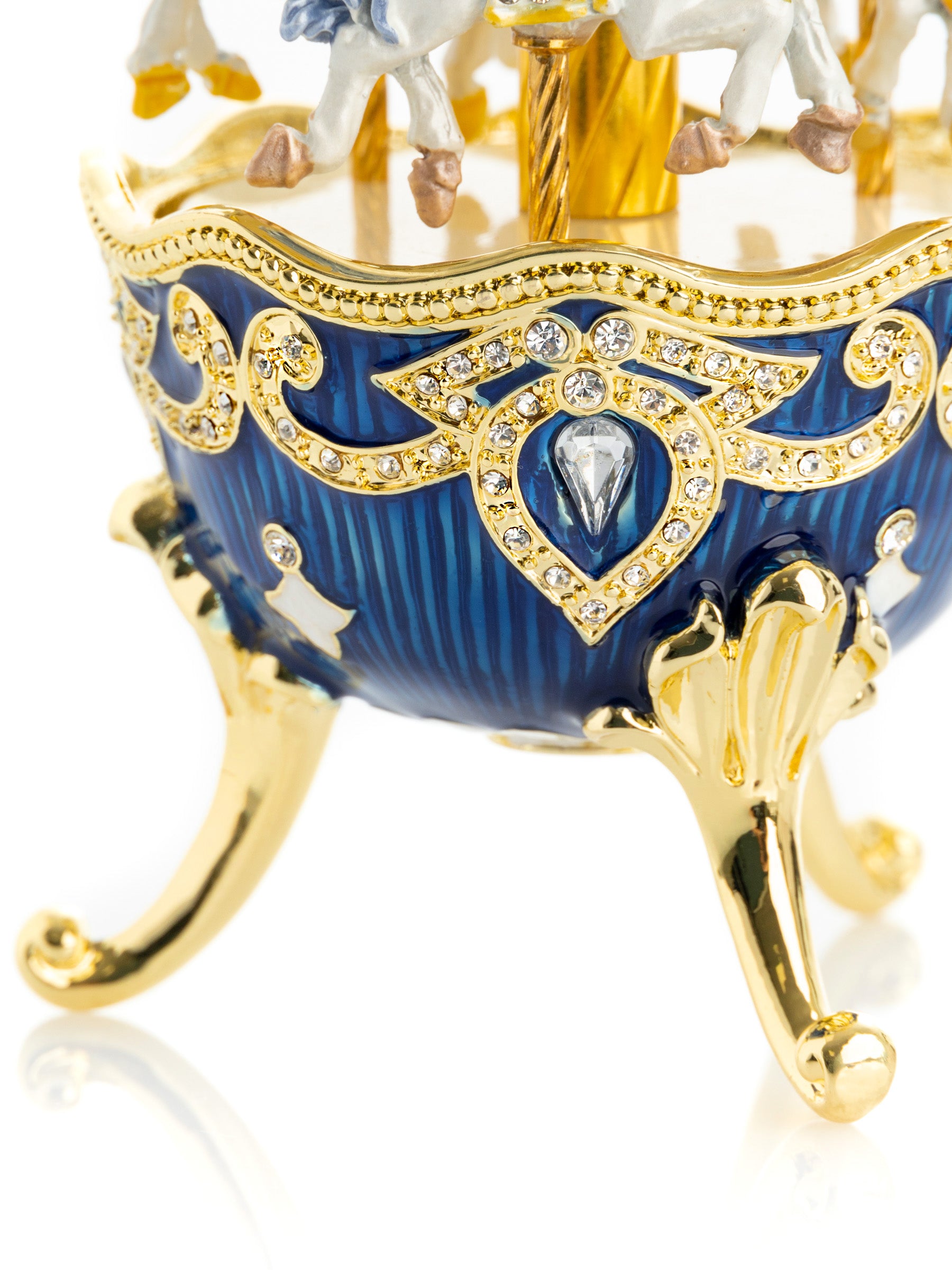 Keren Kopal Blue Wind up Horse Carousel Faberge Egg