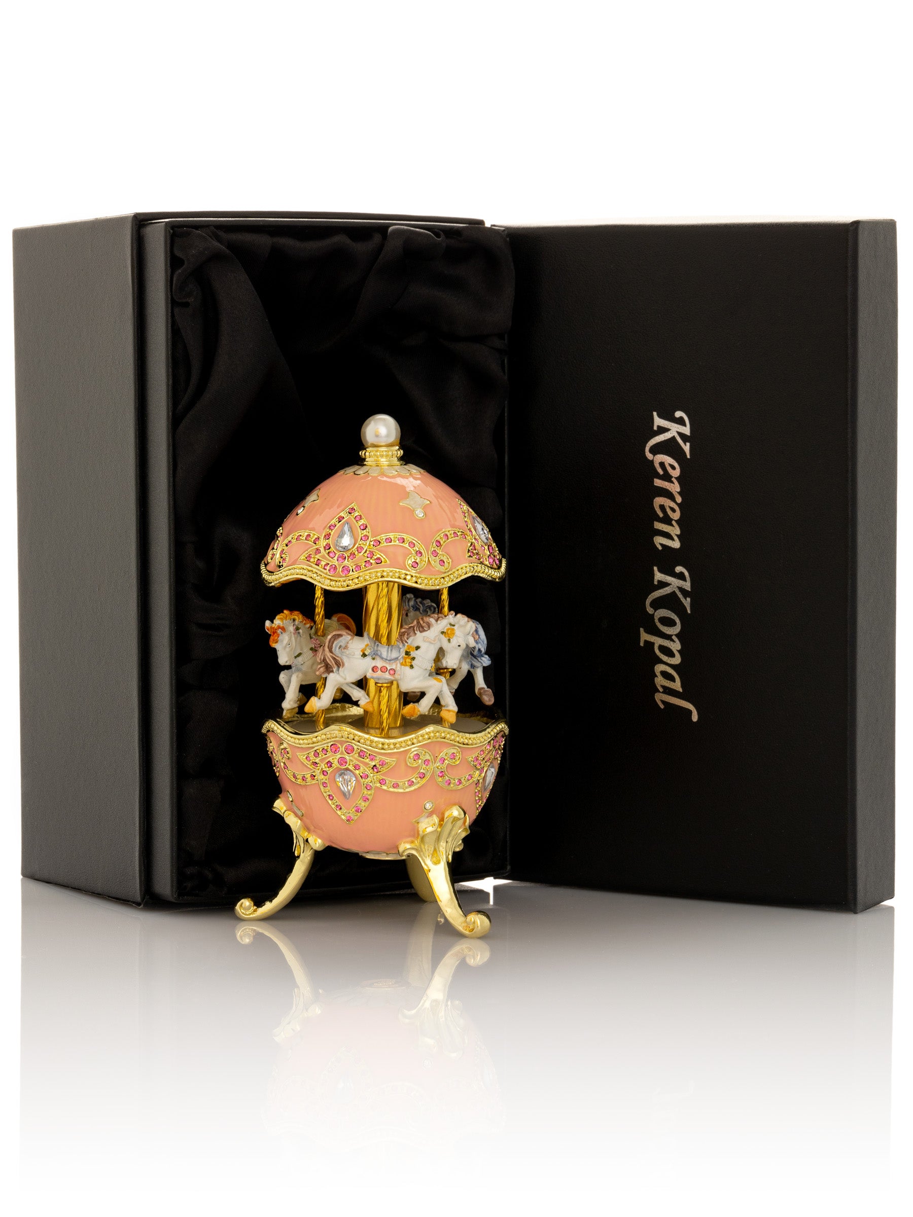 Keren Kopal Pink Faberge Egg with Horse Carousel