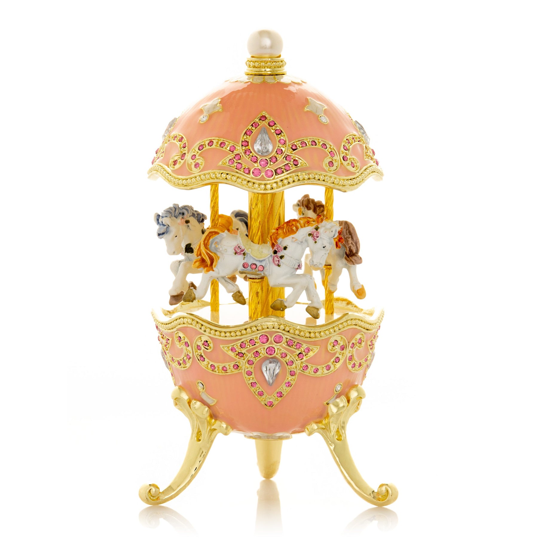 Keren Kopal Pink Faberge Egg with Horse Carousel