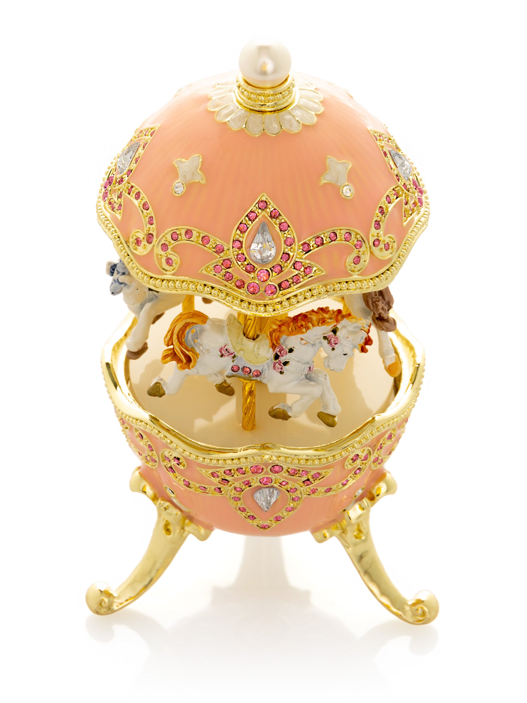 Keren Kopal Pink Faberge Egg with Horse Carousel